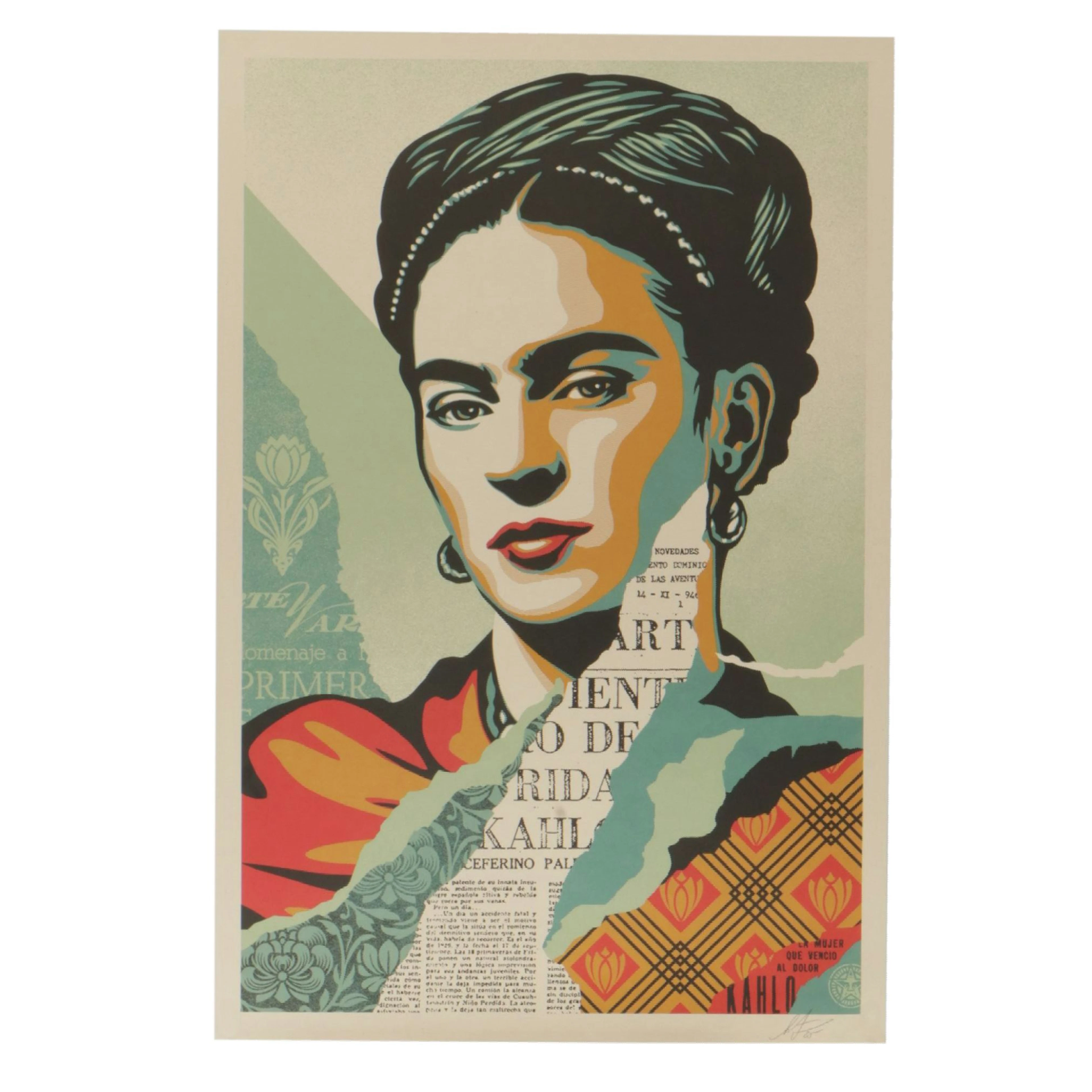 Shepard Fairey Offset Lithograph "The Woman Who Defeated Pain (Frida Kahlo)"
