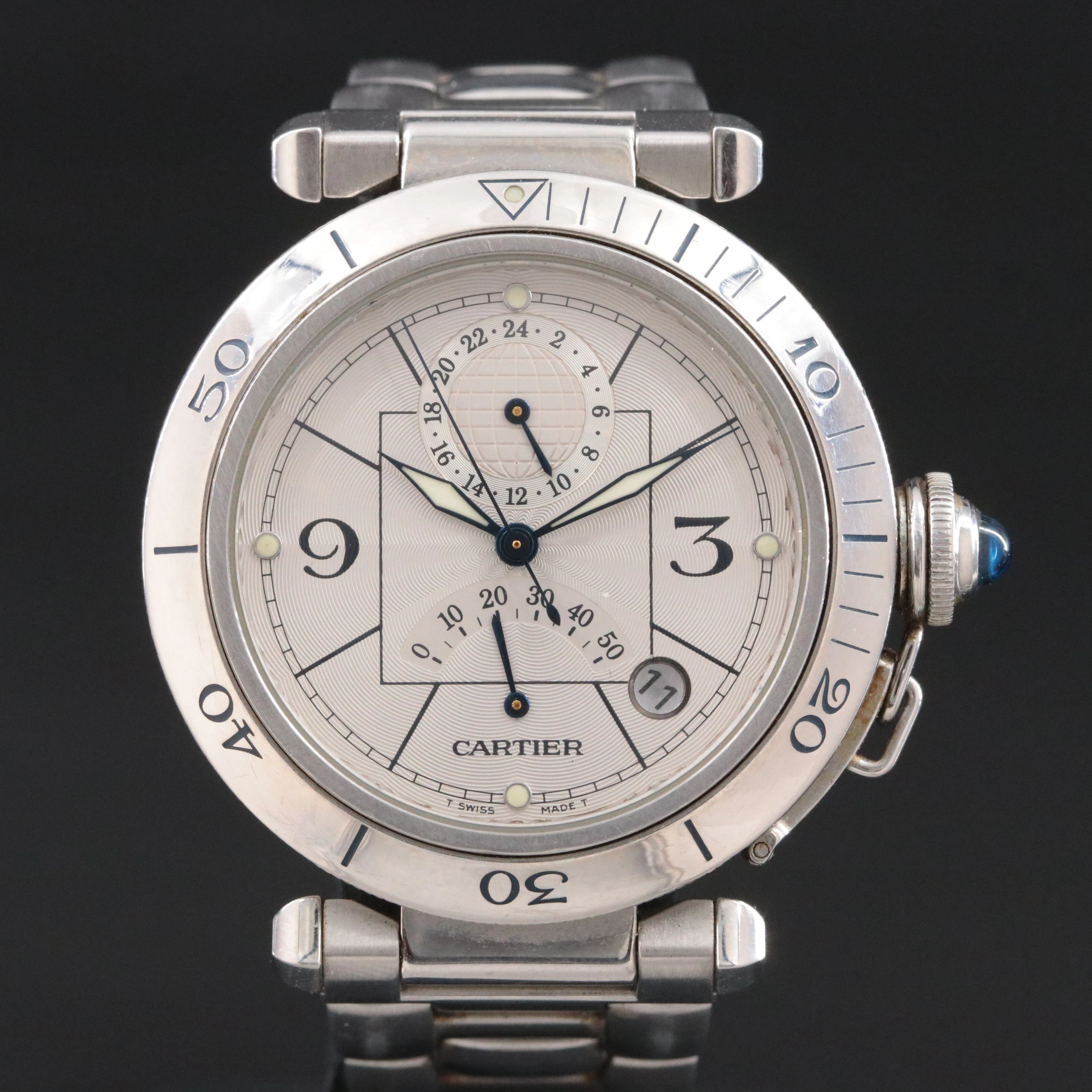 Pasha de Cartier GMT Power Reserve Date Automatic Steel Ref. 2388 Watch
