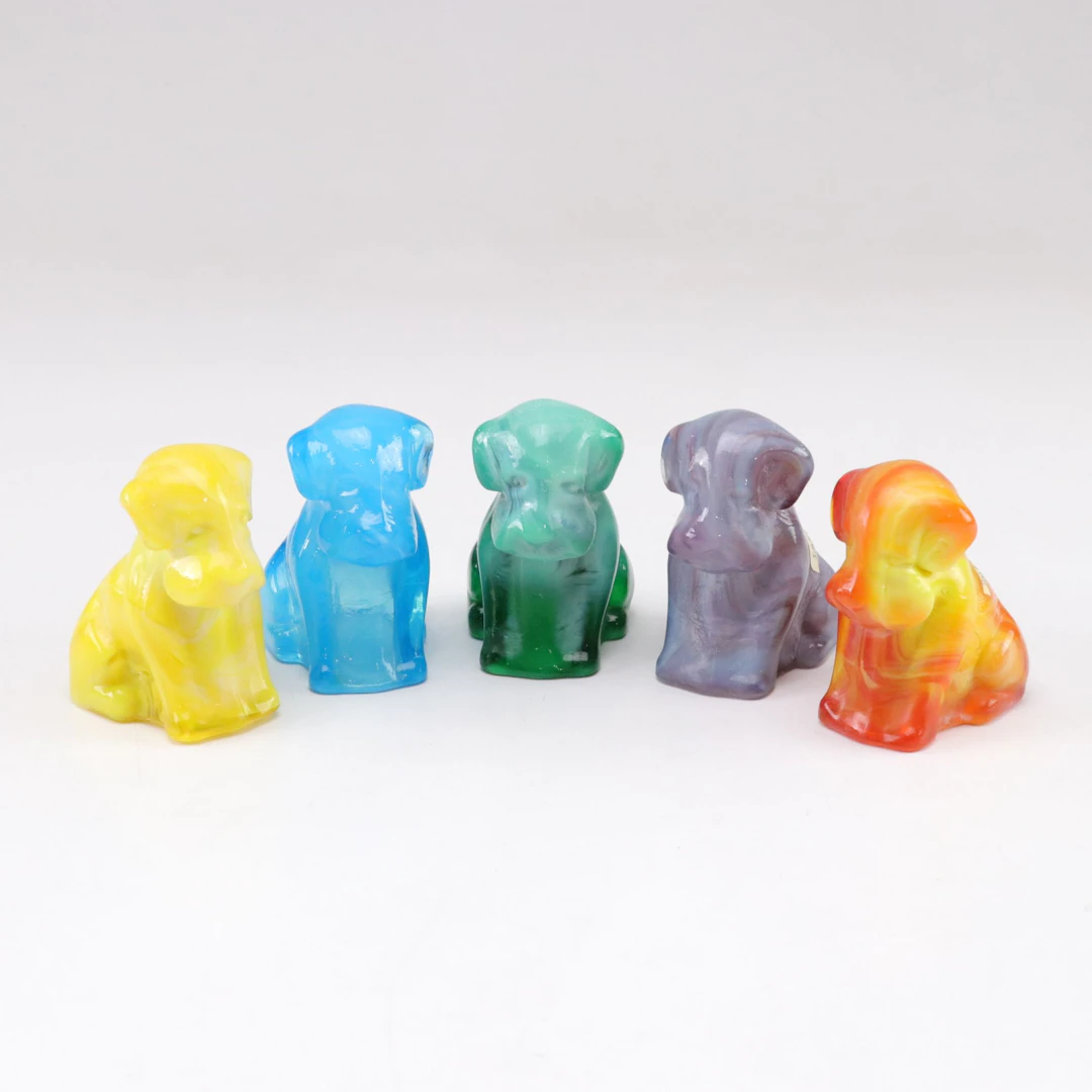 Degenhart Uranium and Slag Glass "Pooch" Dog Figurines