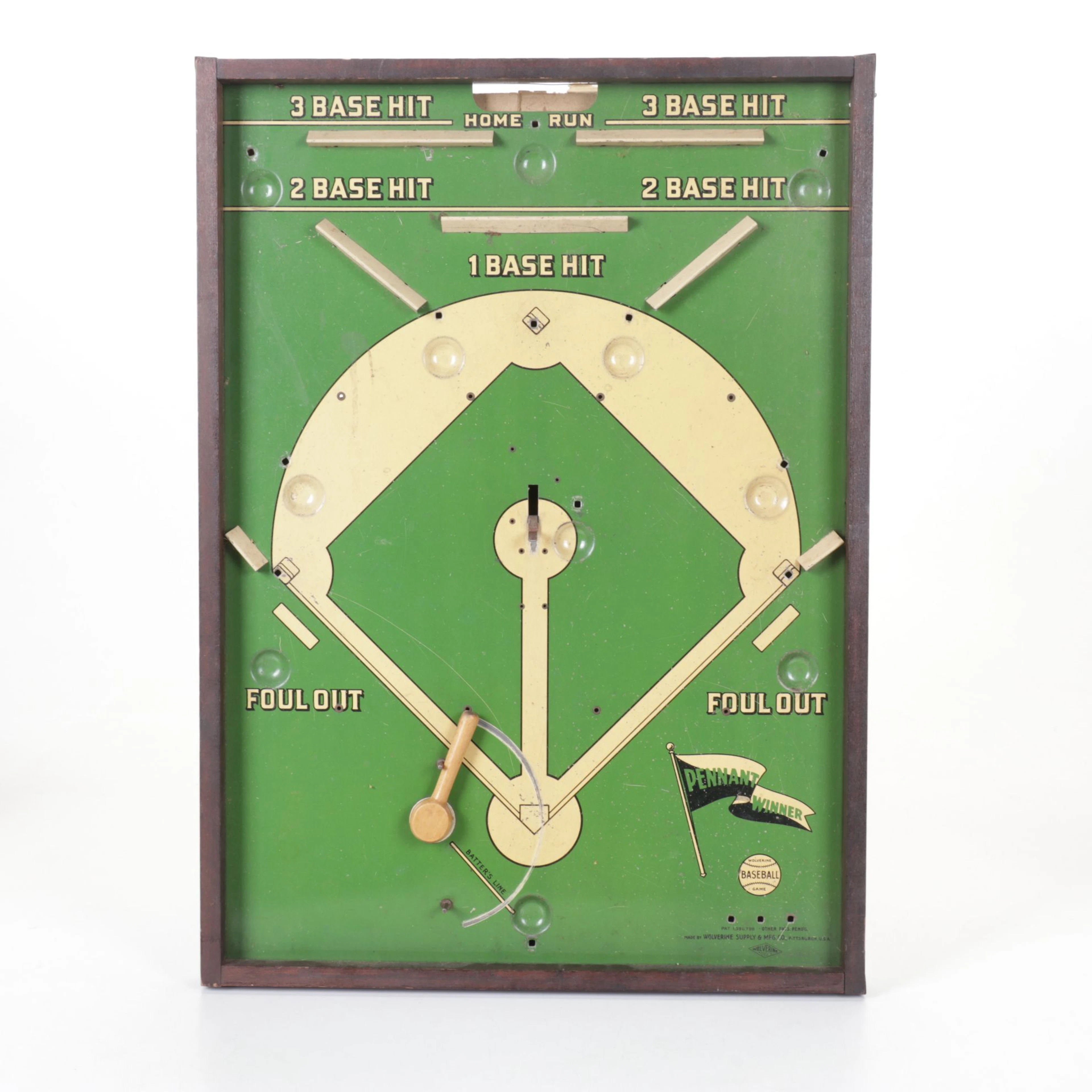 Wolverine "Pennant Winner" Tin Litho Tabletop Mechanical Baseball Game