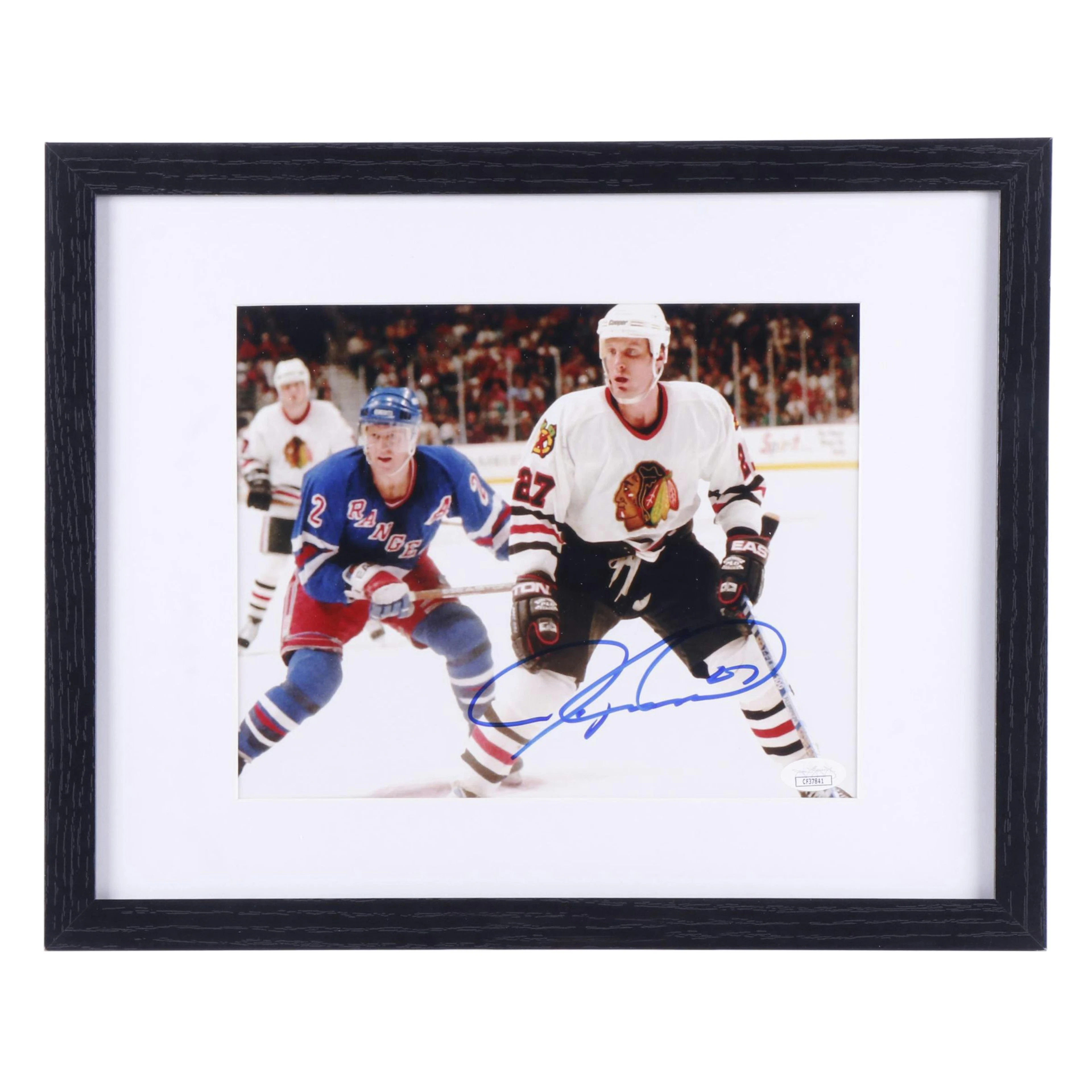 Jeremy Roenick Signed Chicago Blackhawks Hockey Print in Matted Frame, JSA