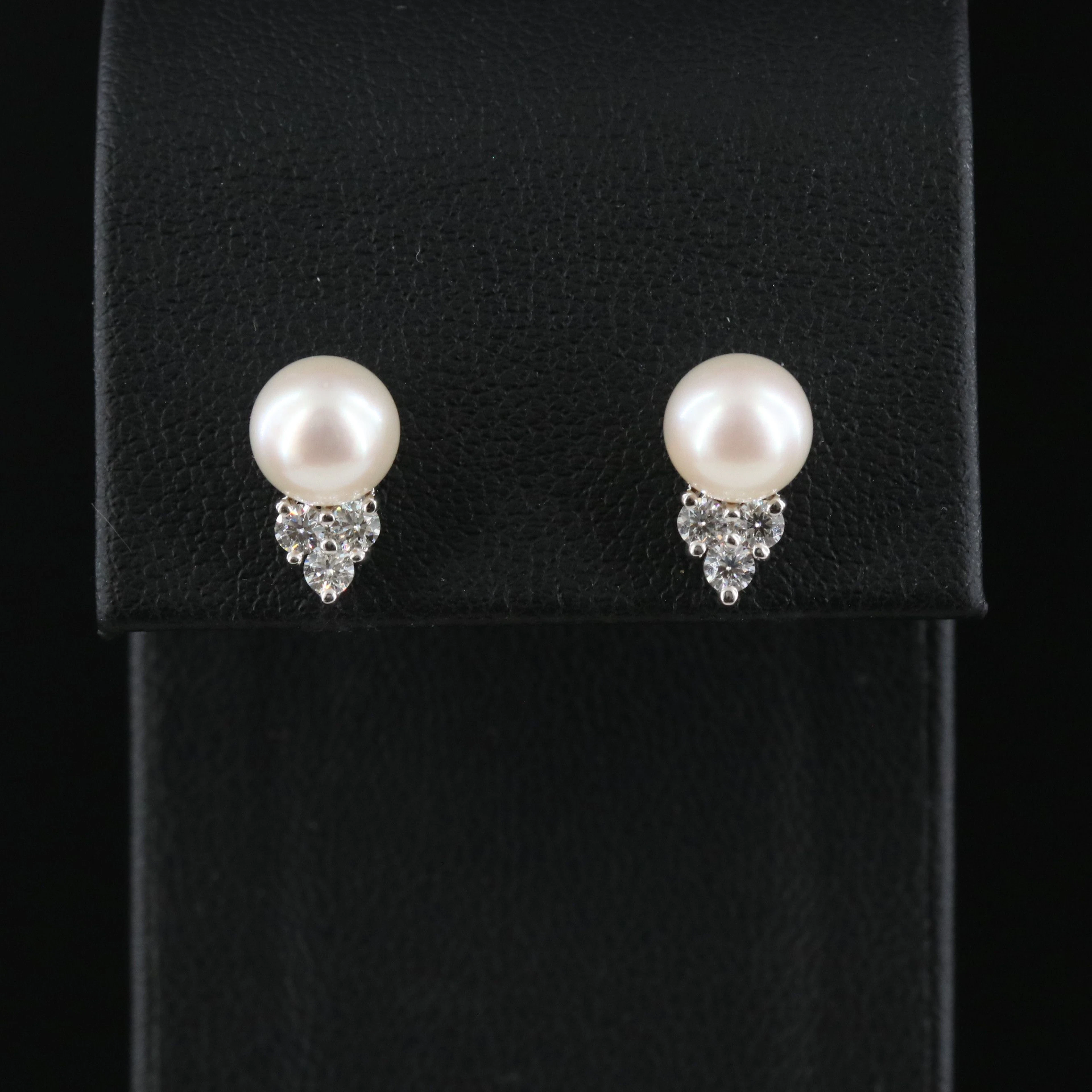 Tiffany & Co. Aria Platinum Pearl and 0.30 CTW Diamond Earrings