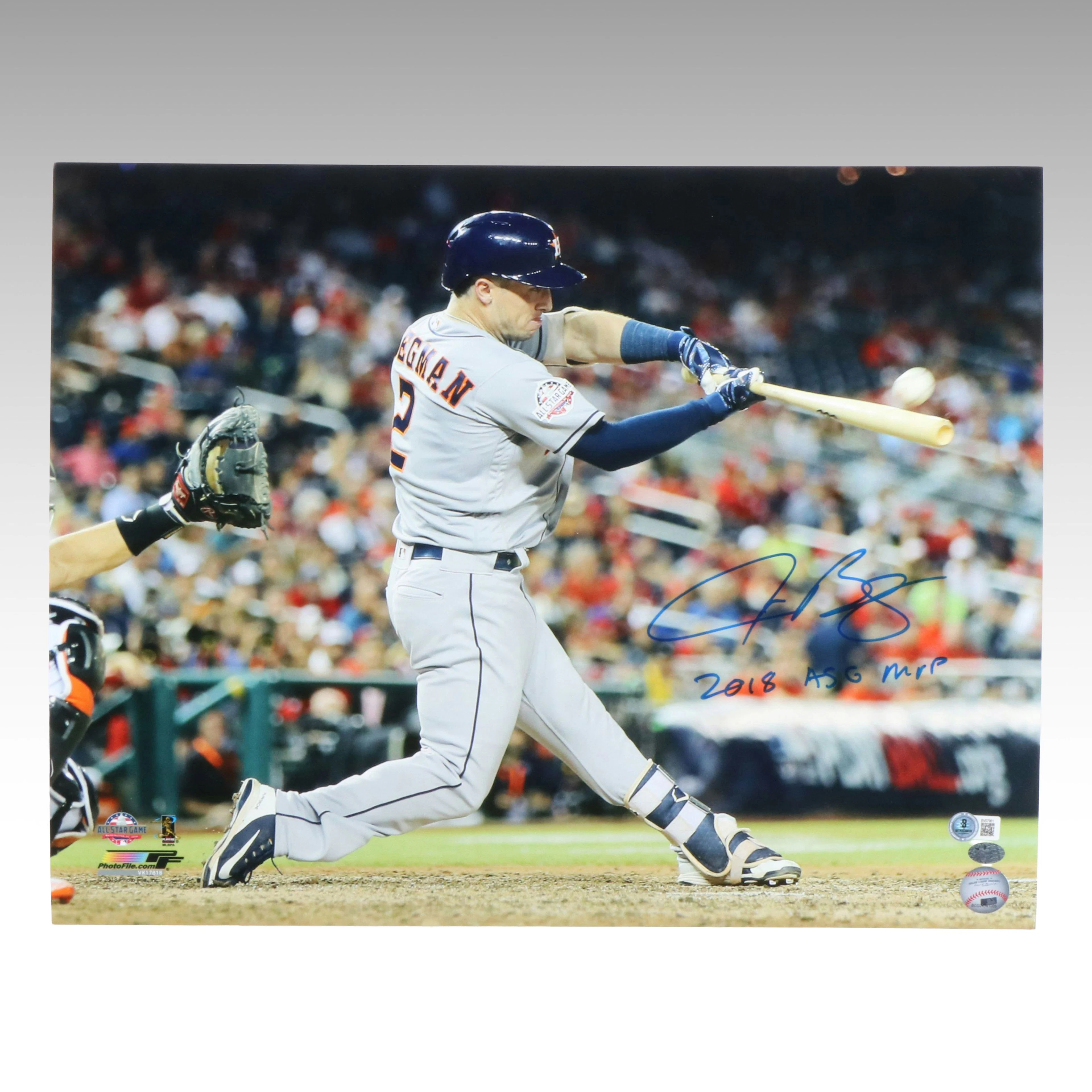 Alex Bregman Signed Houston Astros Baseball Print, Beckett