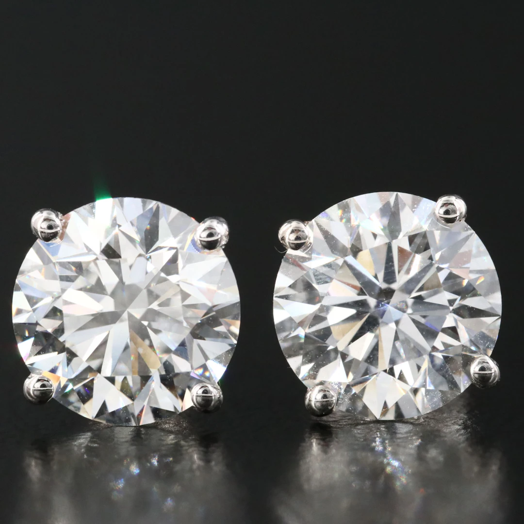 14K 5.02 CTW Lab Grown Diamond Solitaire Earrings with IGI Reports