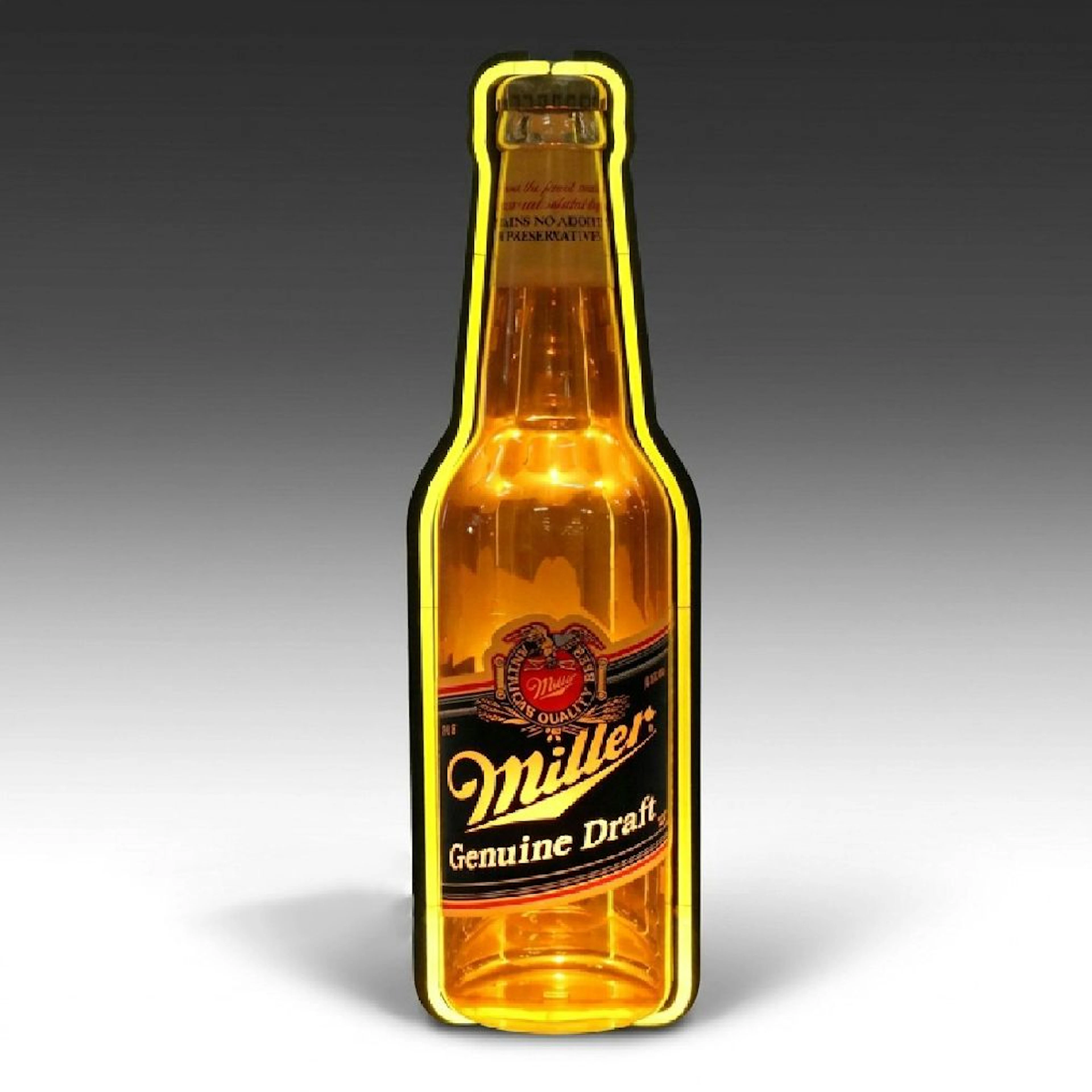 Miller Genuine Draft Neon Illuminated Beer Bottle Sign
