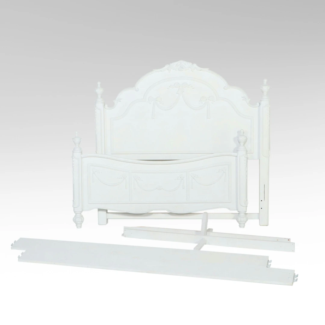 French Provincial Style Painted Twin Bed Frame, 20th Century