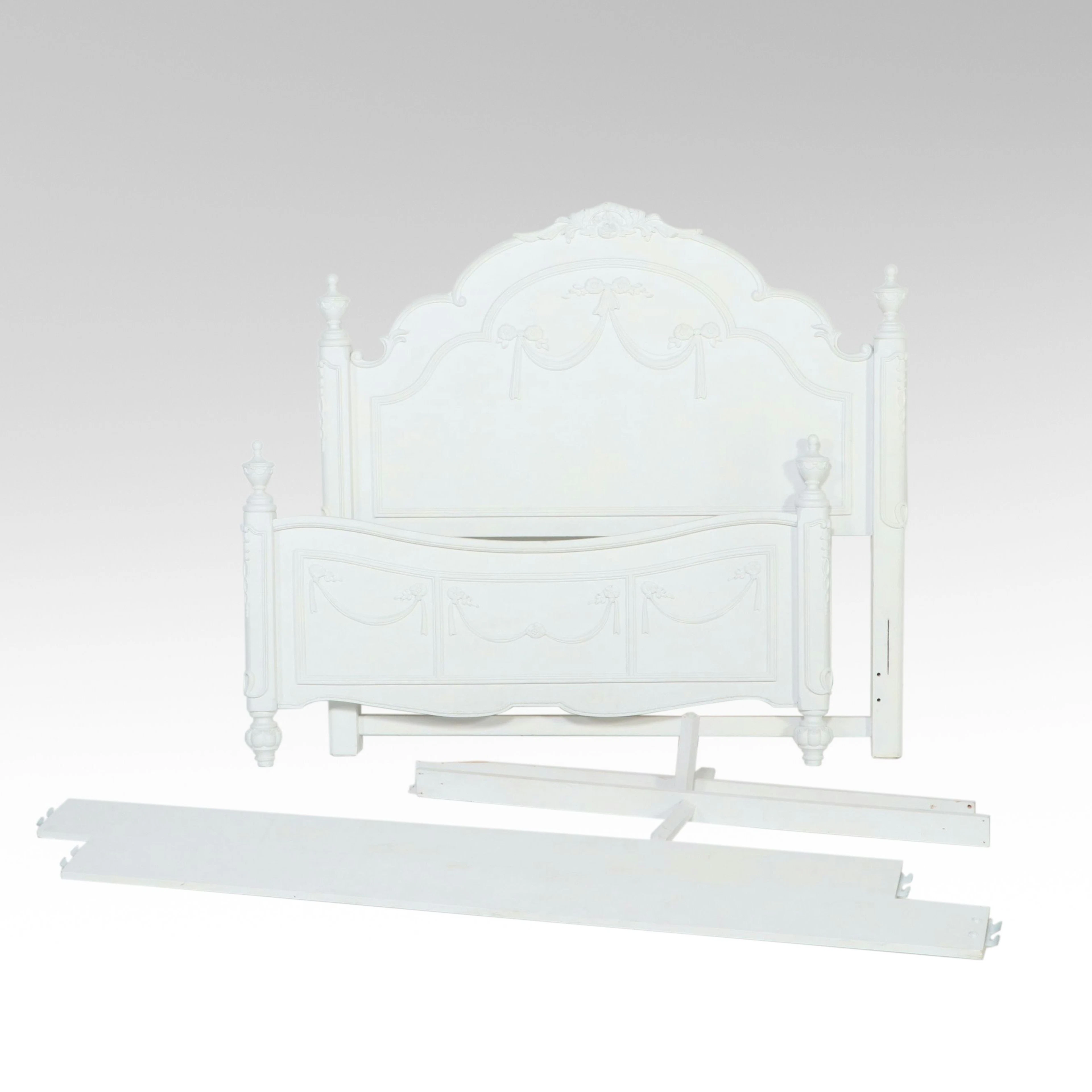 French Provincial Style Painted Twin Bed Frame, 20th Century