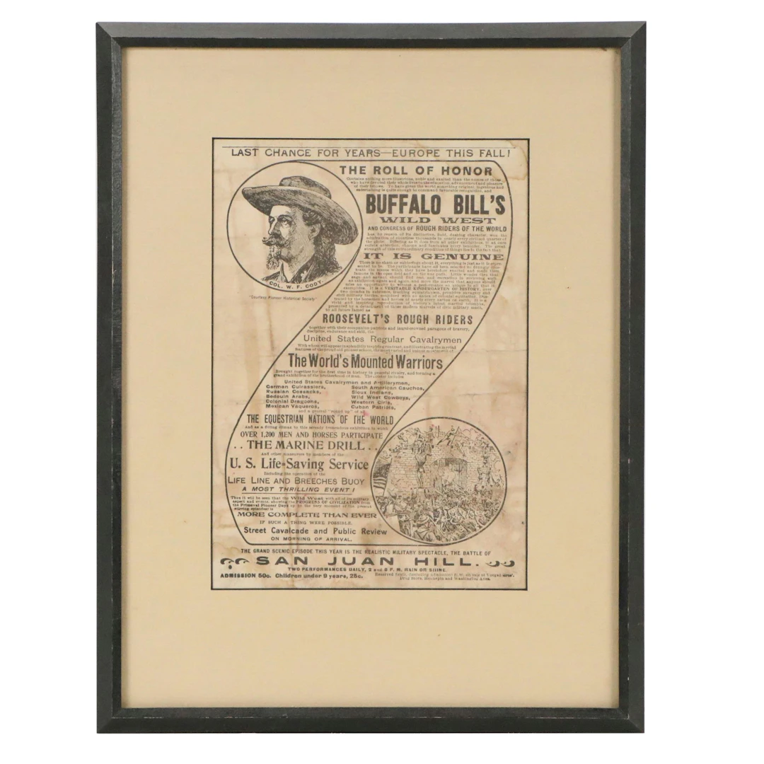 "Buffalo Bill's Wild West" Lithographic Advertisement Poster, Circa 1905