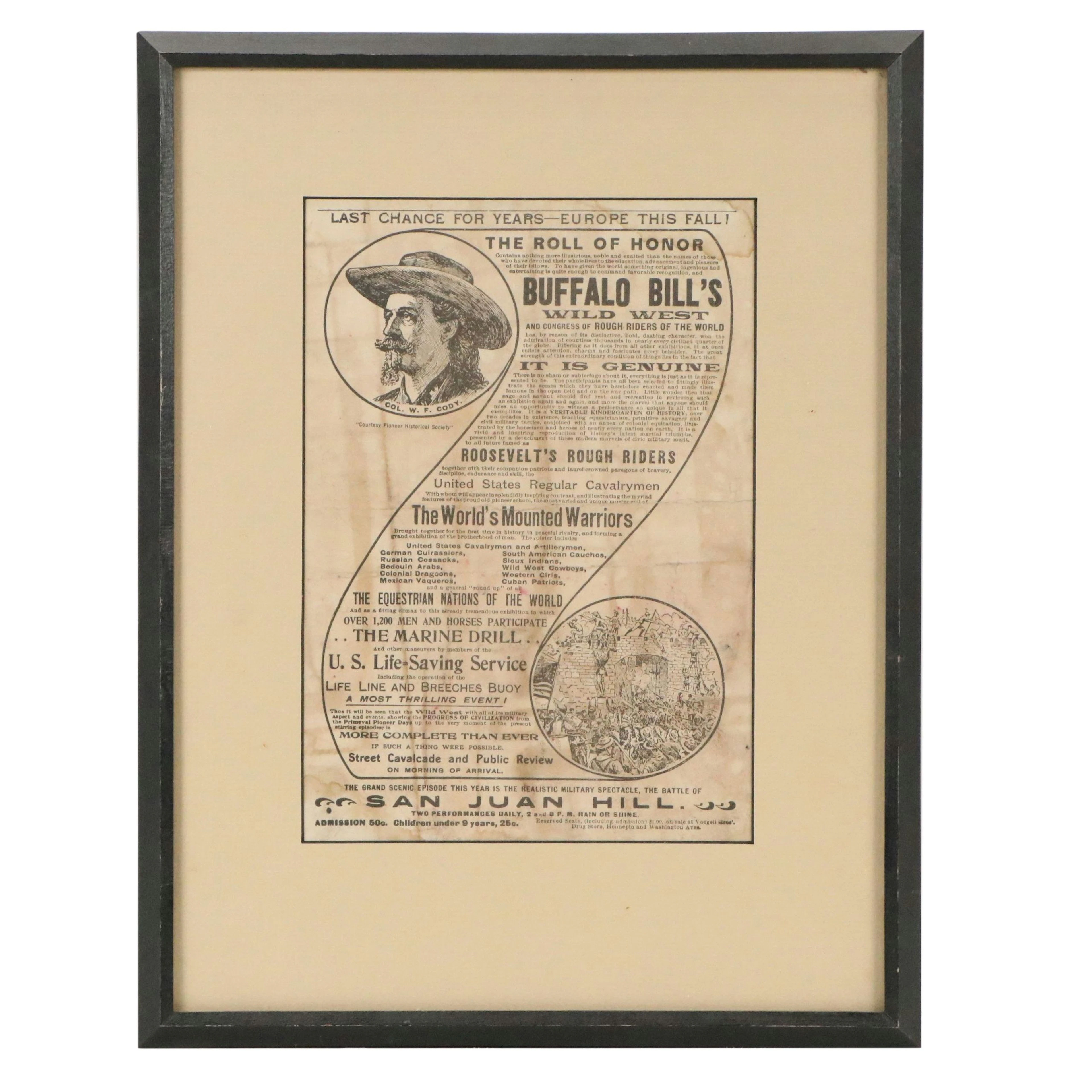 "Buffalo Bill's Wild West" Lithographic Advertisement Poster, Circa 1905