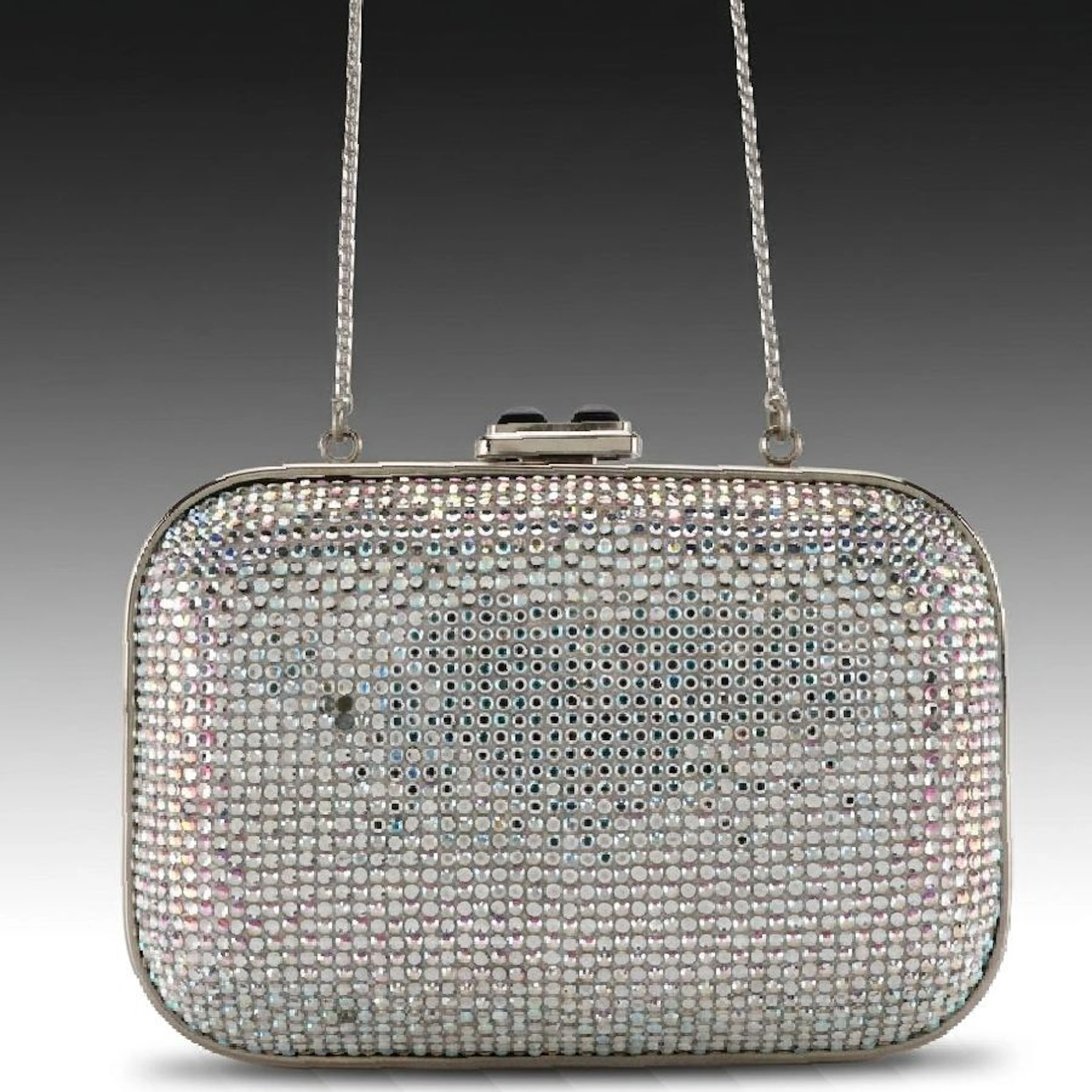Judith Leiber Crystal Minaudière with Gemstone Clasp