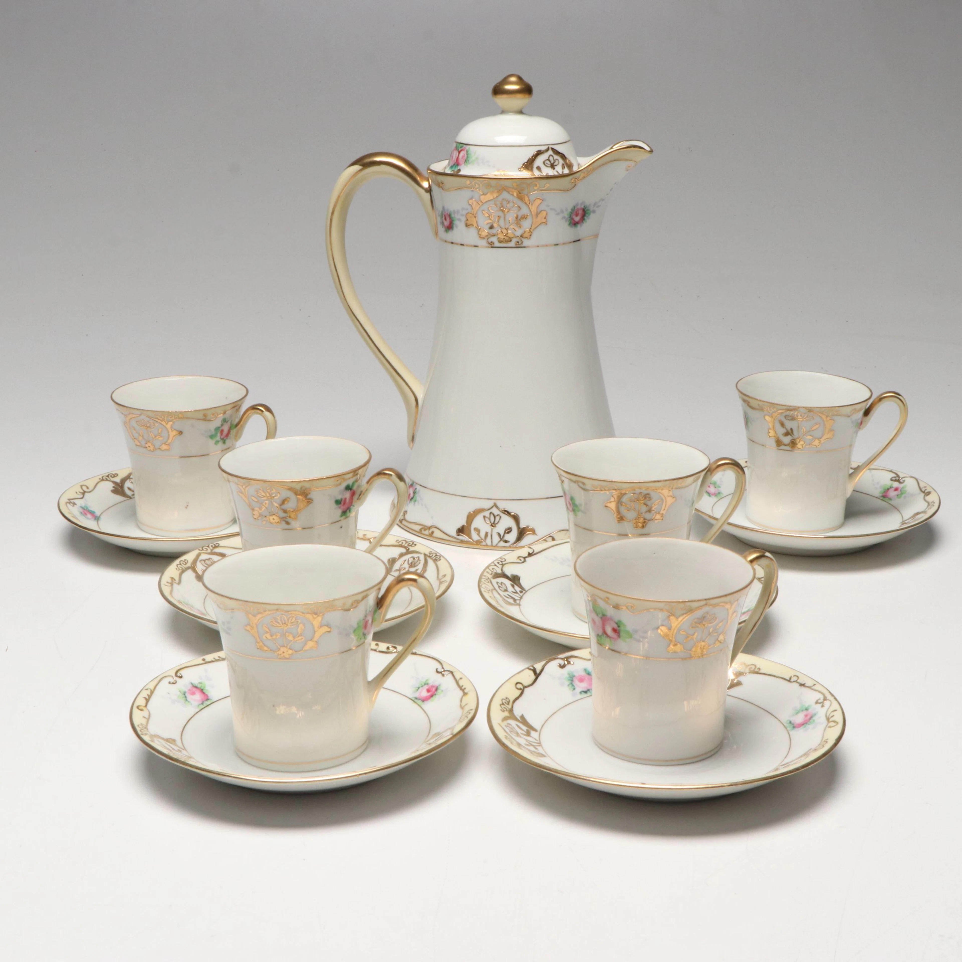 Japanese Export Porcelain Chocolate Service, Late 19th/Early 20th Century