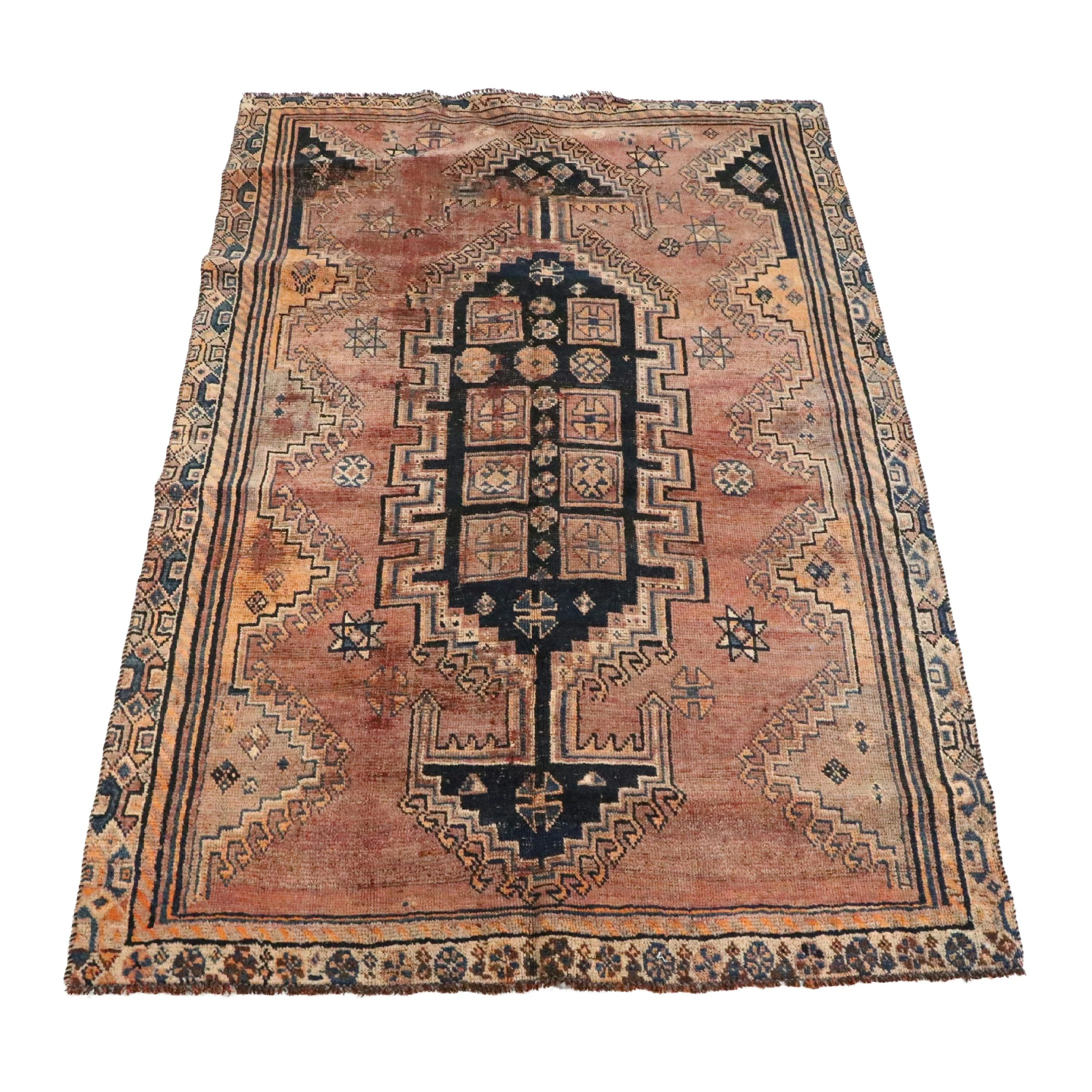 4'6 x 6'8 Hand-Knotted Persian Kurdish Area Rug