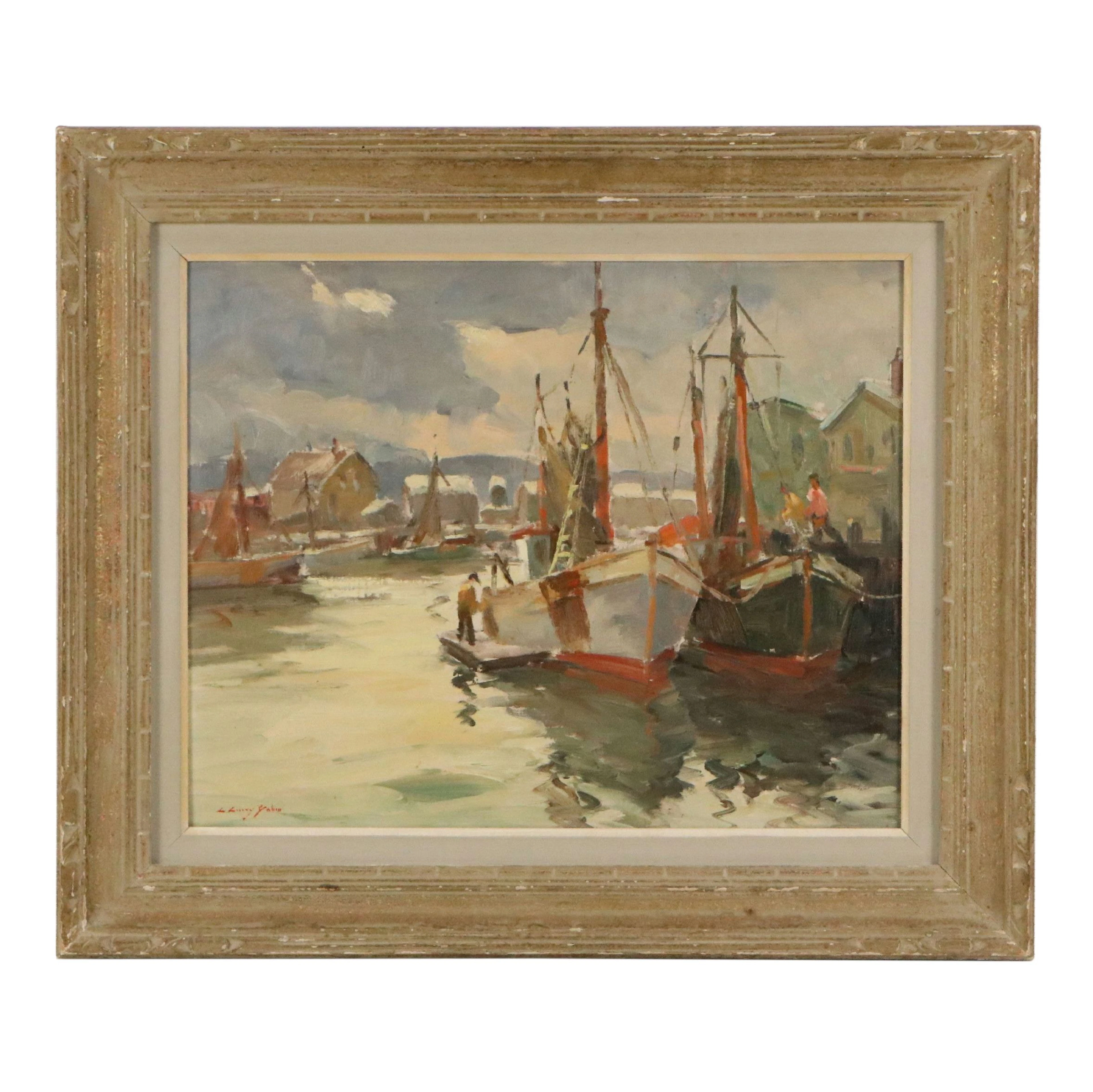 C. Curry Bohm Oil Painting of Harbor Scene, Mid-20th Century