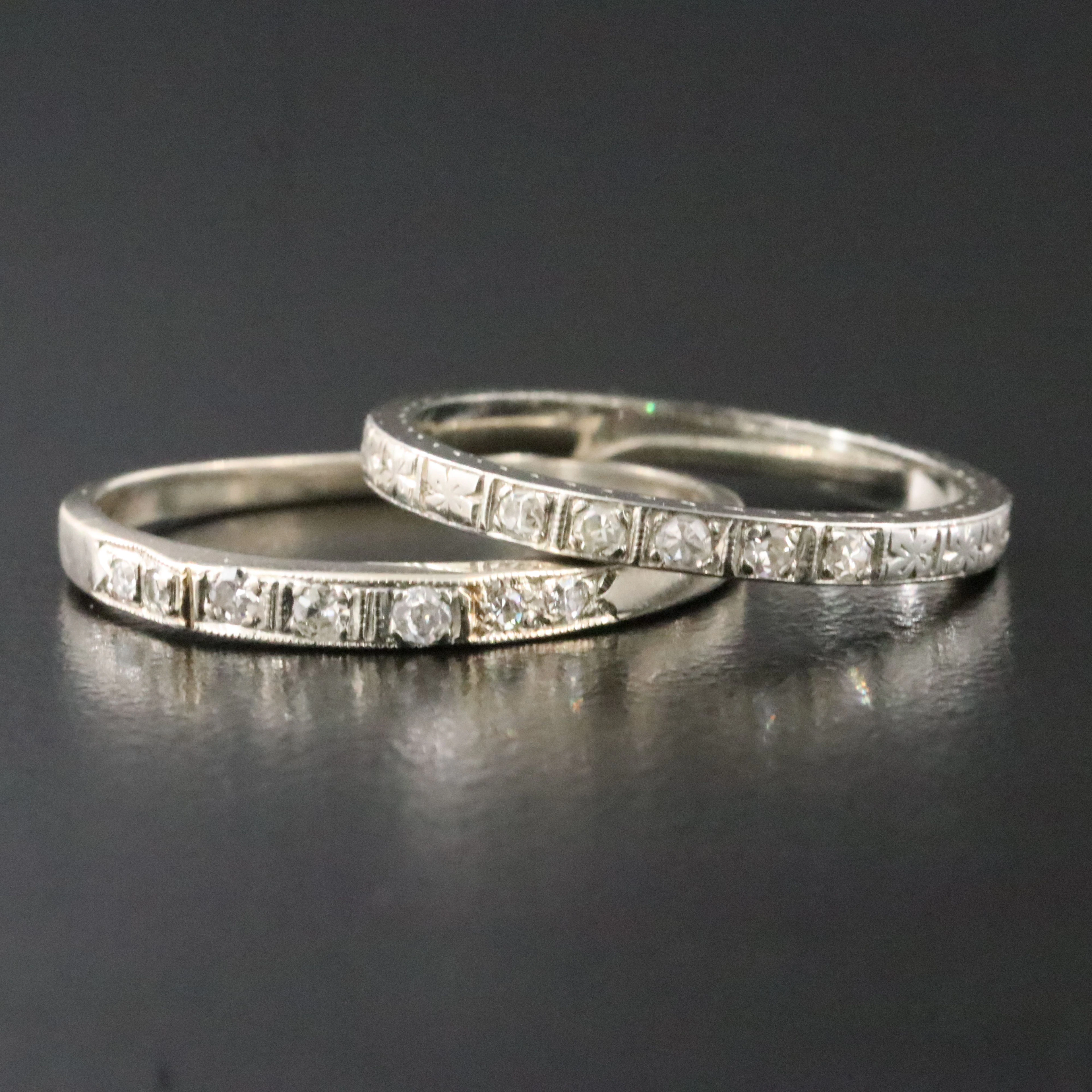 18K and 14K 0.18 CTW Diamond Bands Including Orange Blossom Engraving