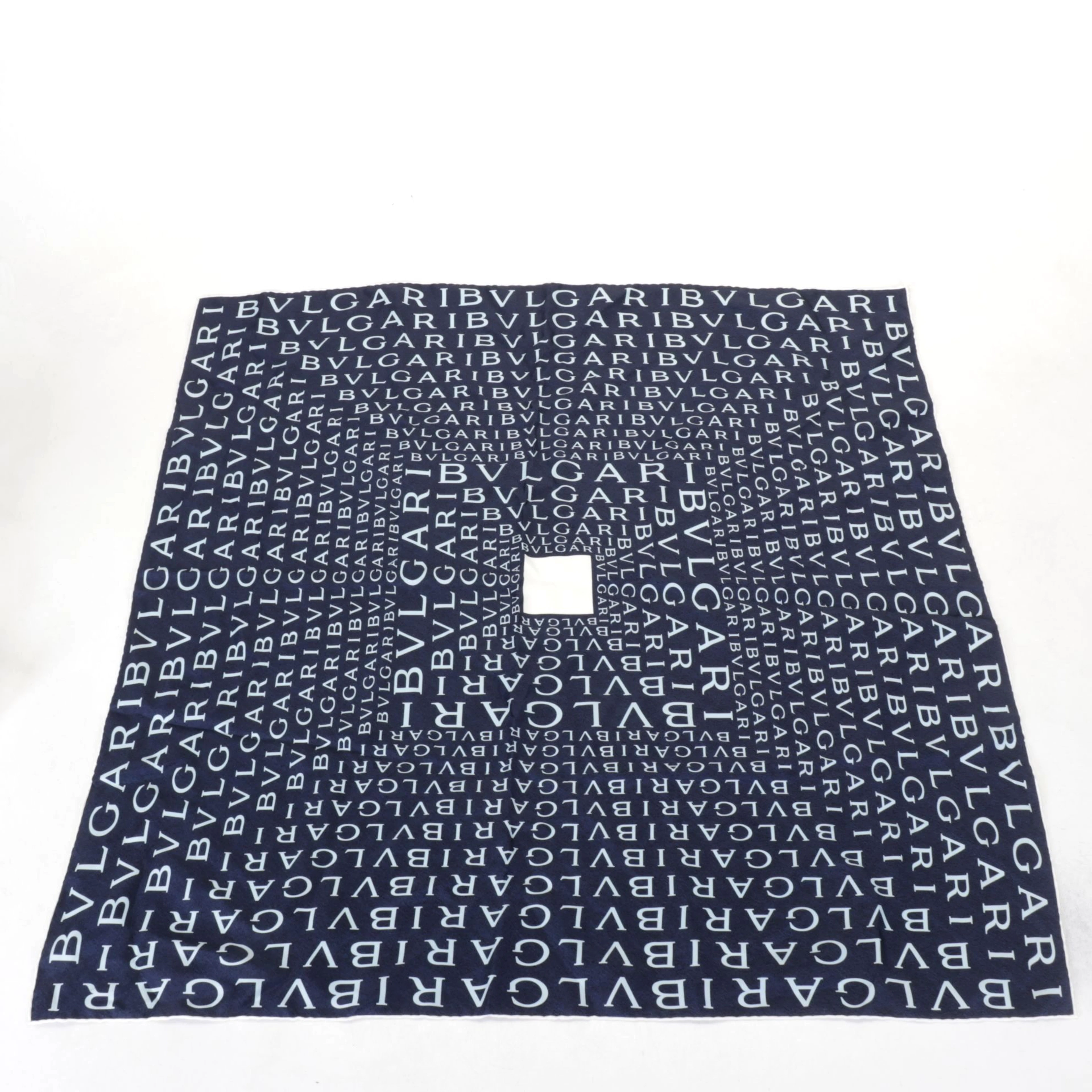 BVLGARI Logo Scarf in Blue Silk