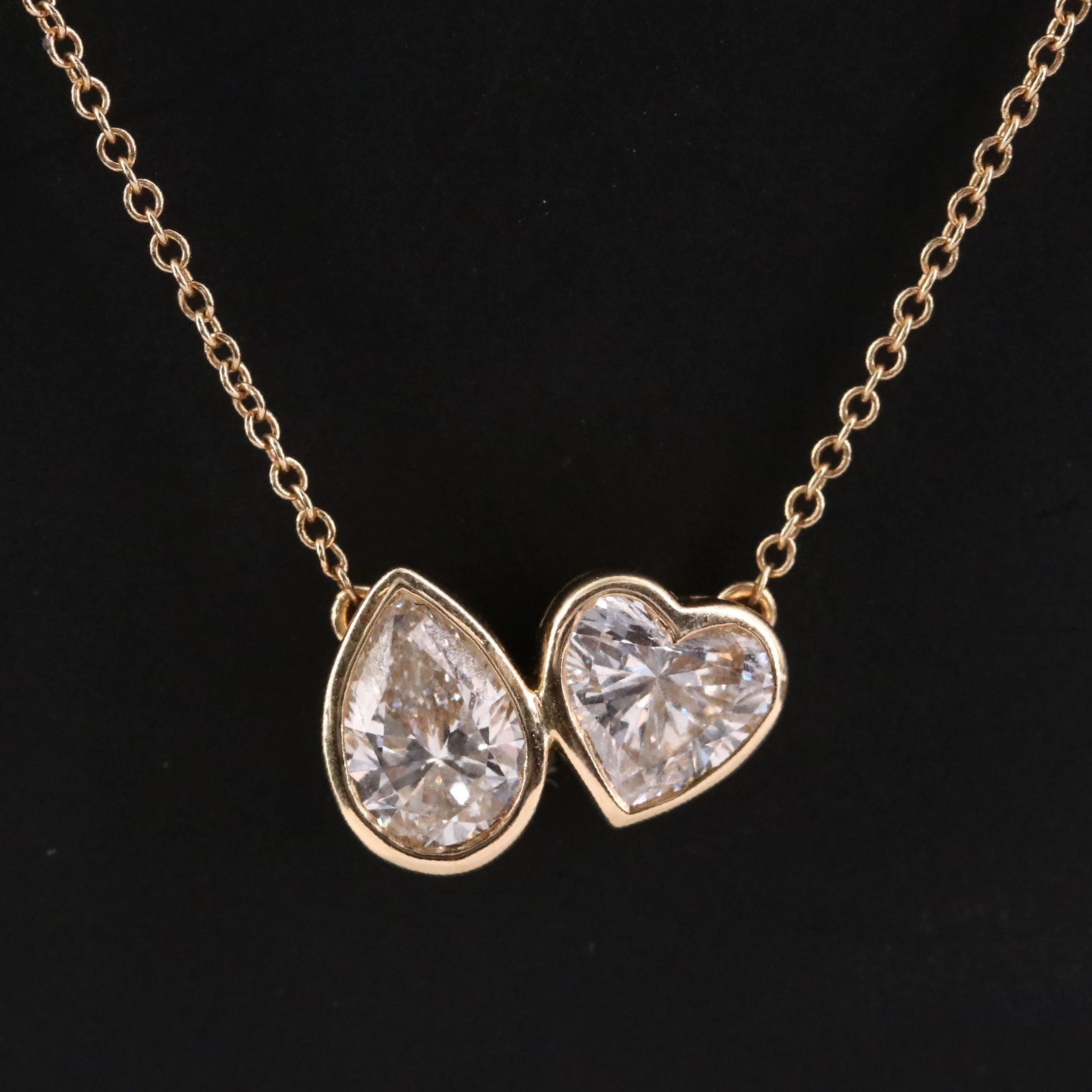 14K 2.00 CTW Lab Grown Two Diamond Station Necklace with IGI Report