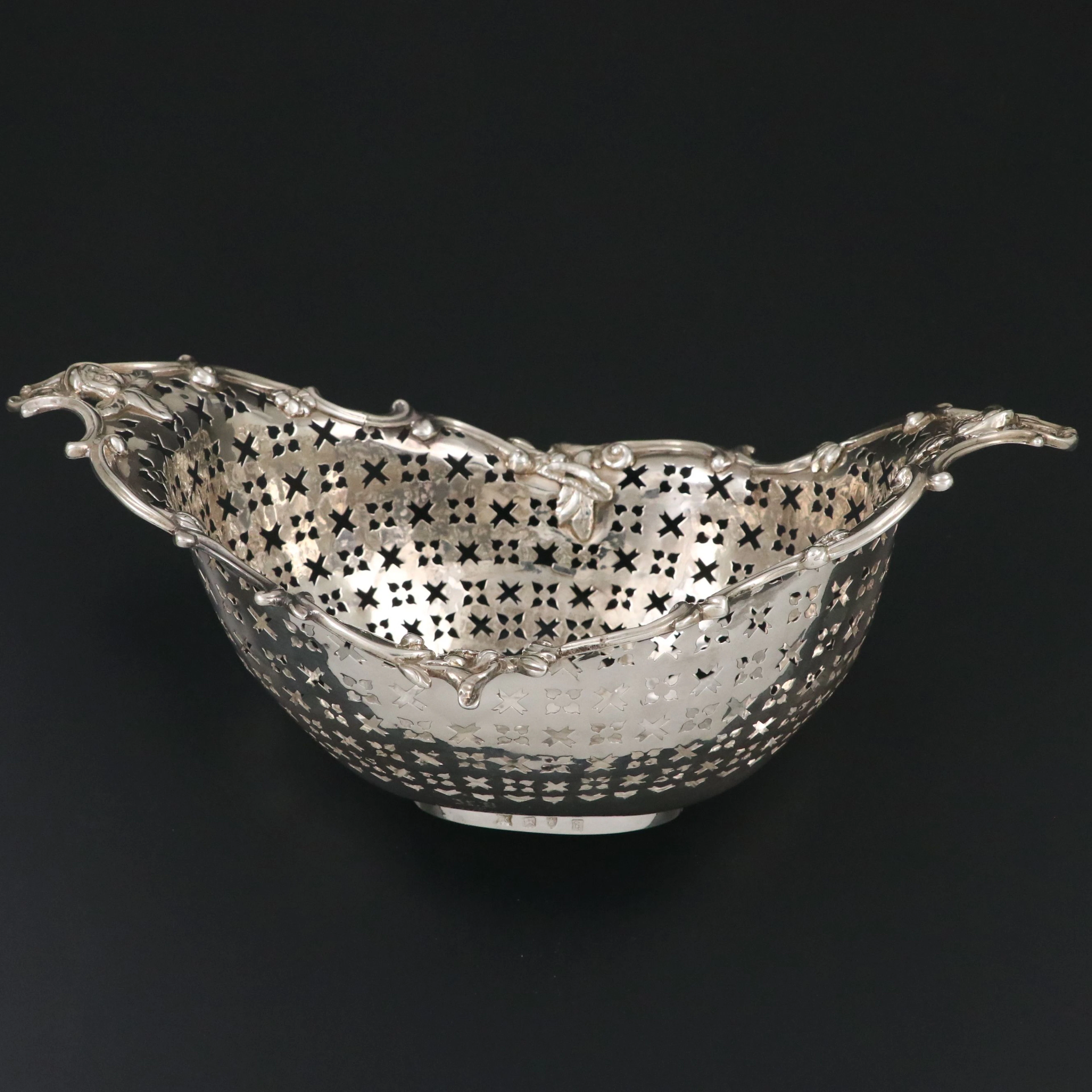 George III English Sterling Silver Openwork Fruit Bowl, 1765