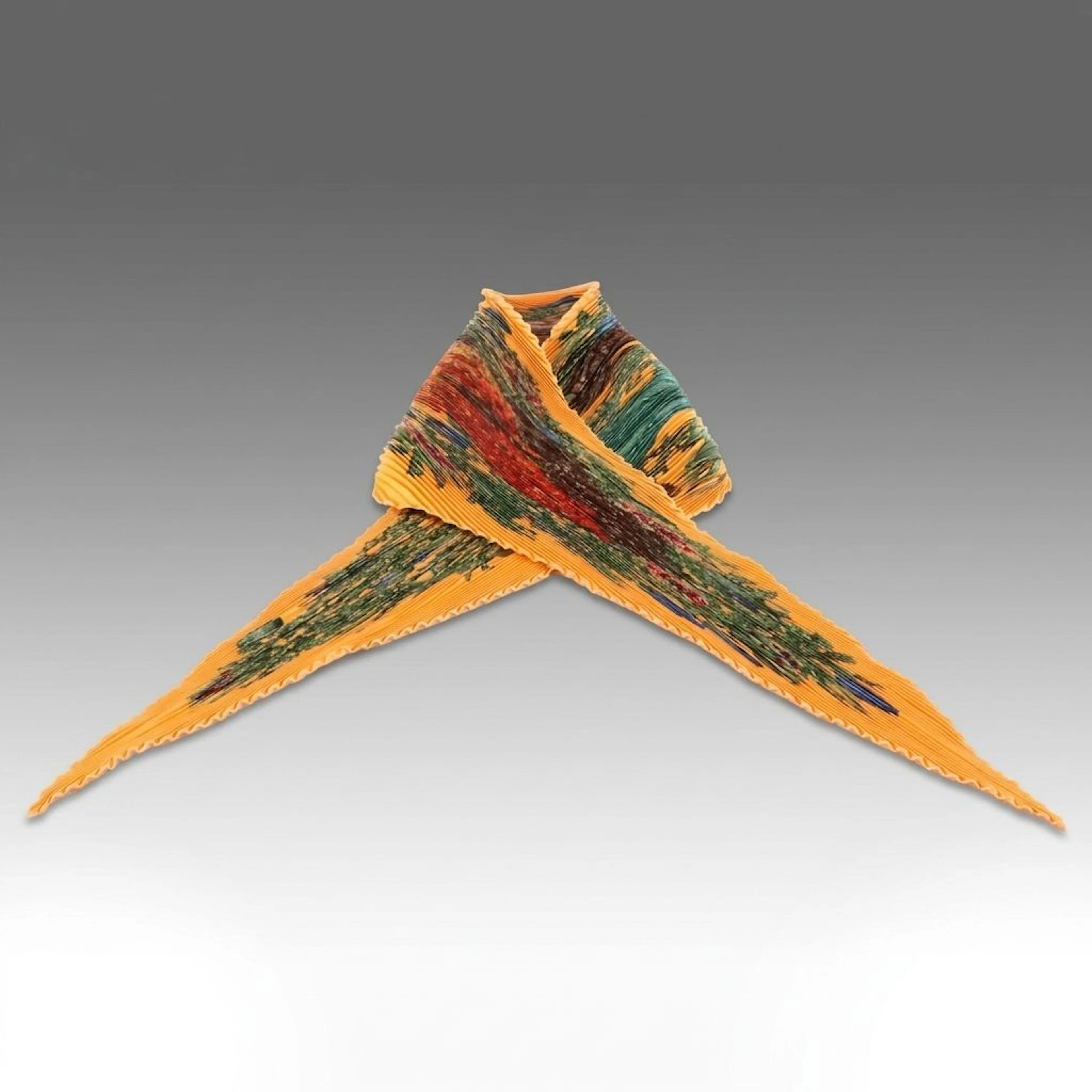 Hermès "Passiflores" Plissé Scarf 90 in Silk Twill with Box