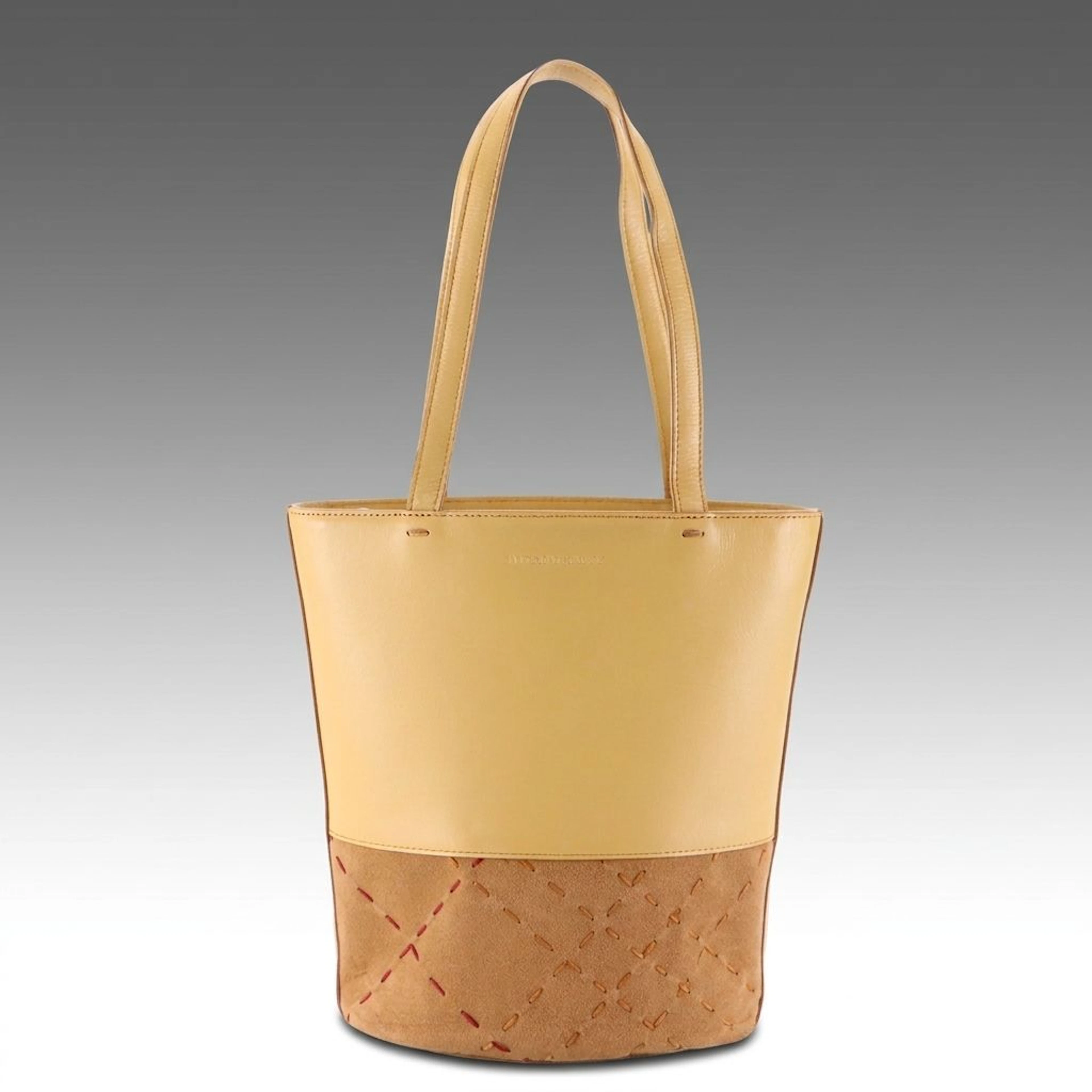 Burberry Zip Tote Bag in Beige Leather and Brown Stitched Suede