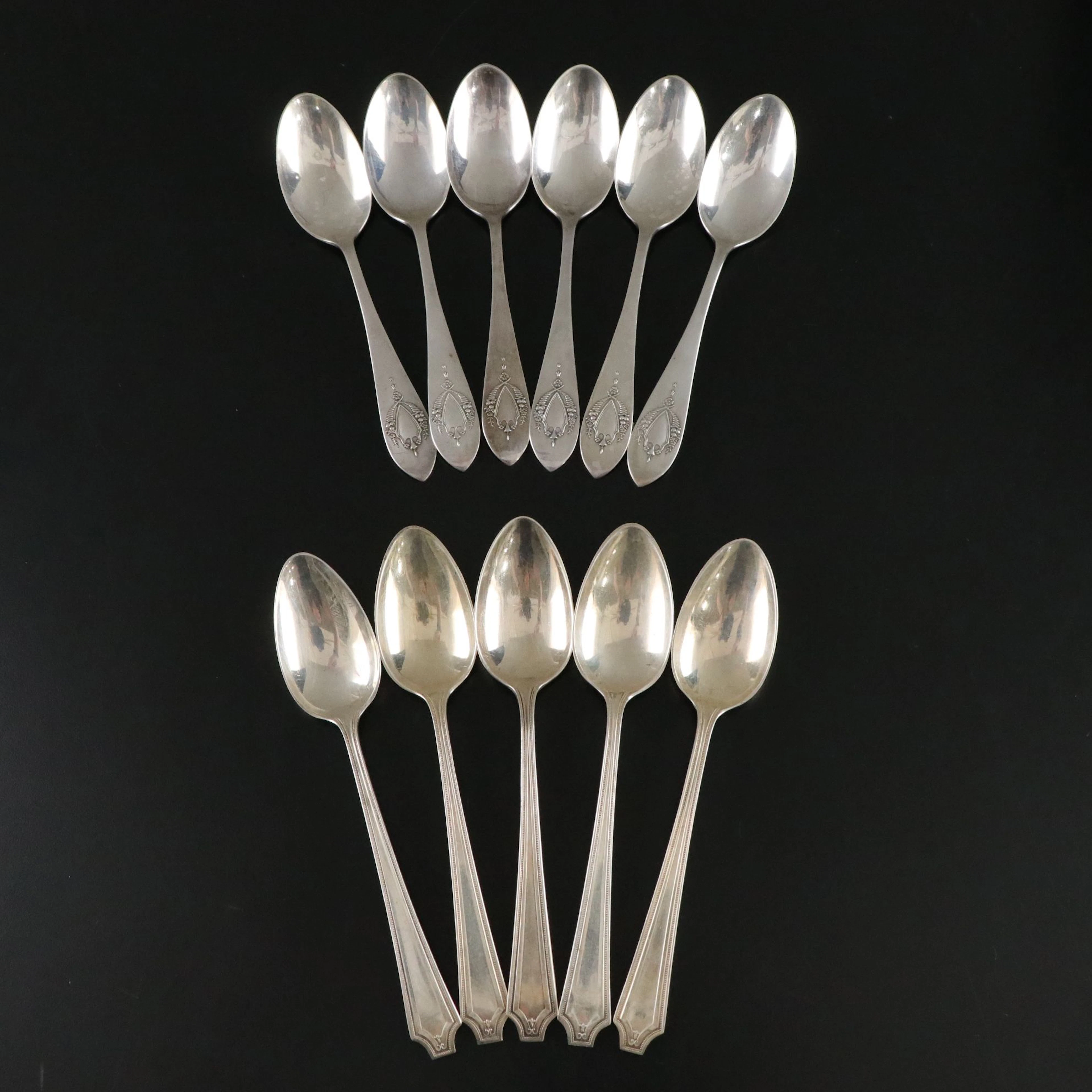 Lunt "Mount Vernon" and Gorham "King Albert" Sterling Silver Teaspoons