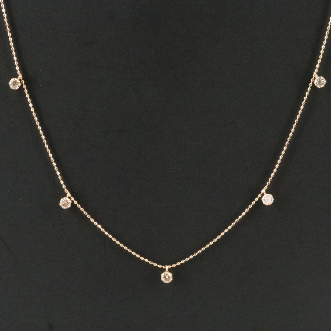 18K 0.50 CTW Light Brown Diamond Station Chain Necklace