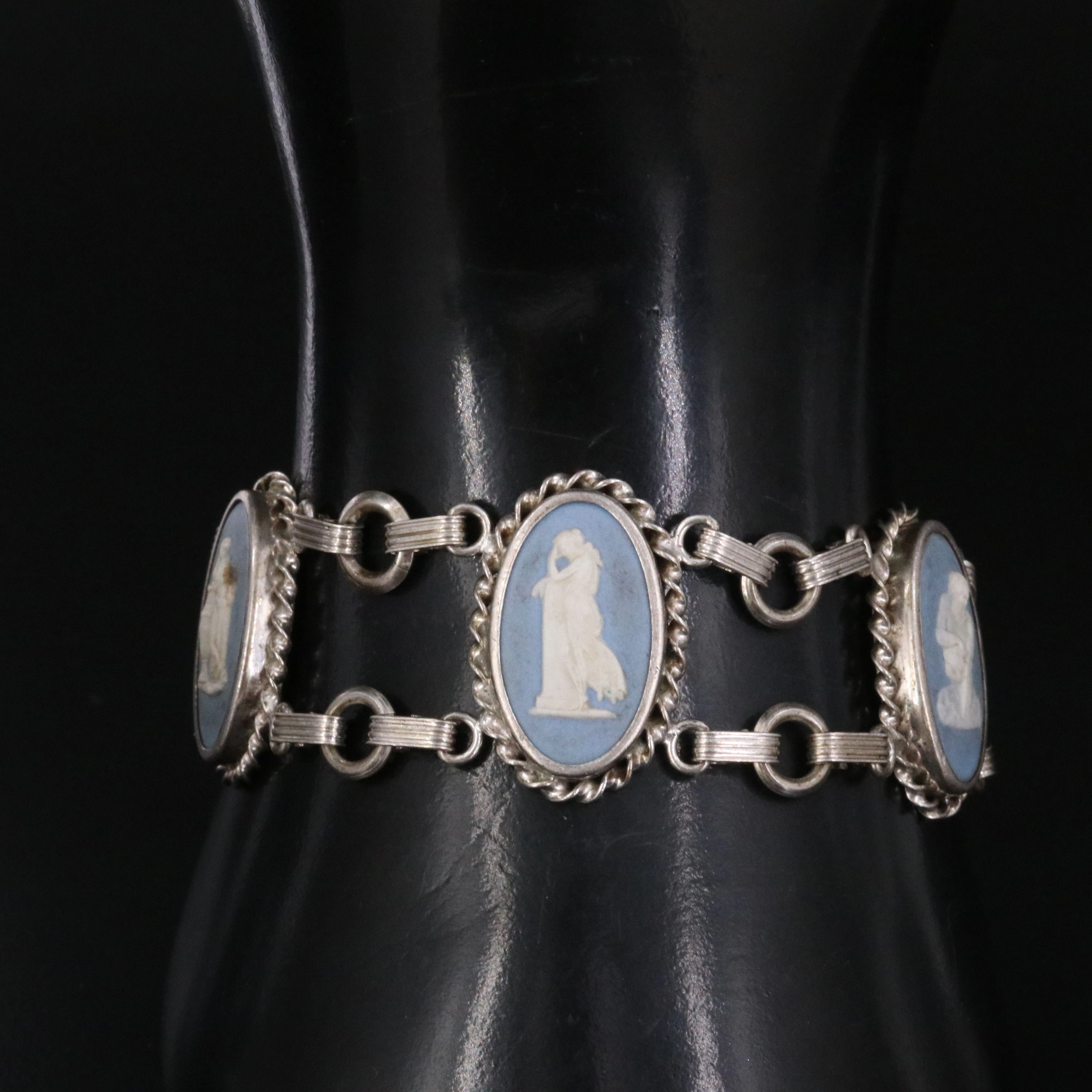 Wedgwood Sterling Jasperware Classical Themed Panel Bracelet