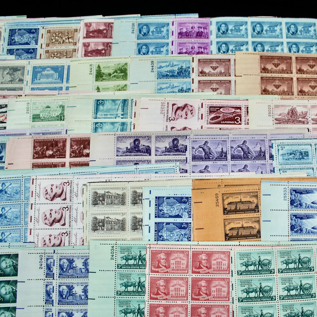 100 U.S. 3-Cent Postage Stamp Sheets, 1940s-1950s