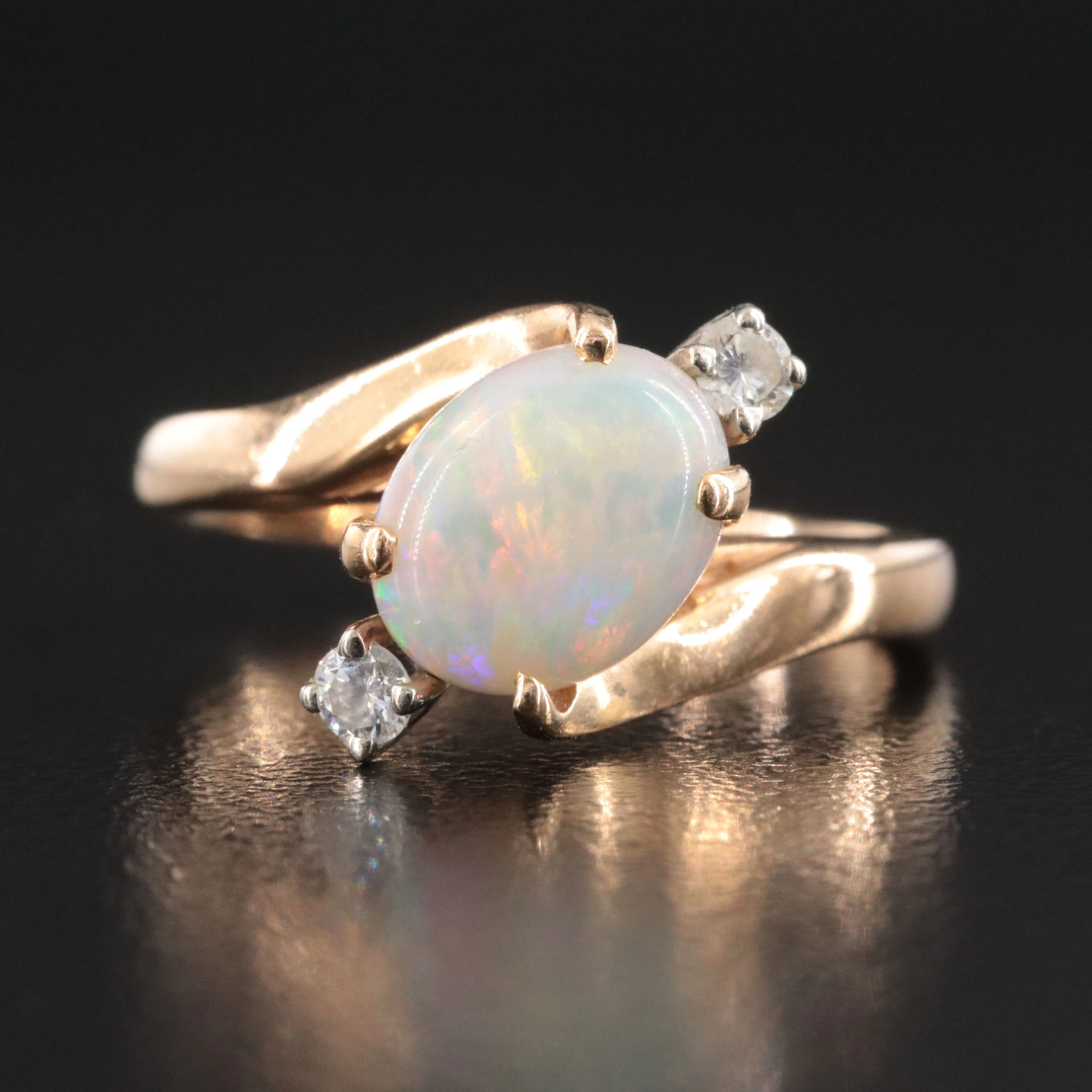 14K Opal and Diamond Ring