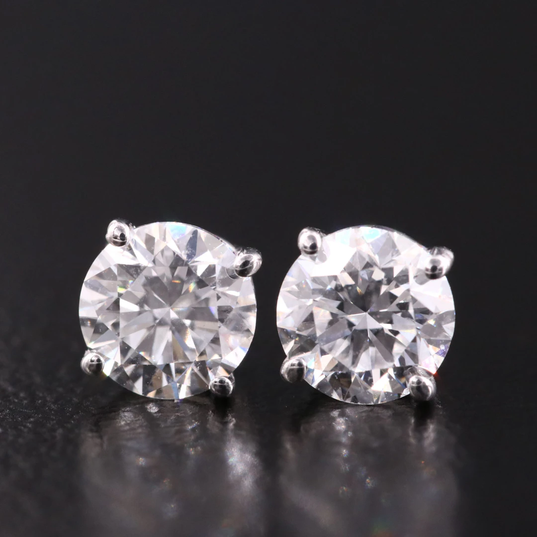 14K 1.00 CTW Lab Grown Diamond Solitaire Earrings with IGI Reports