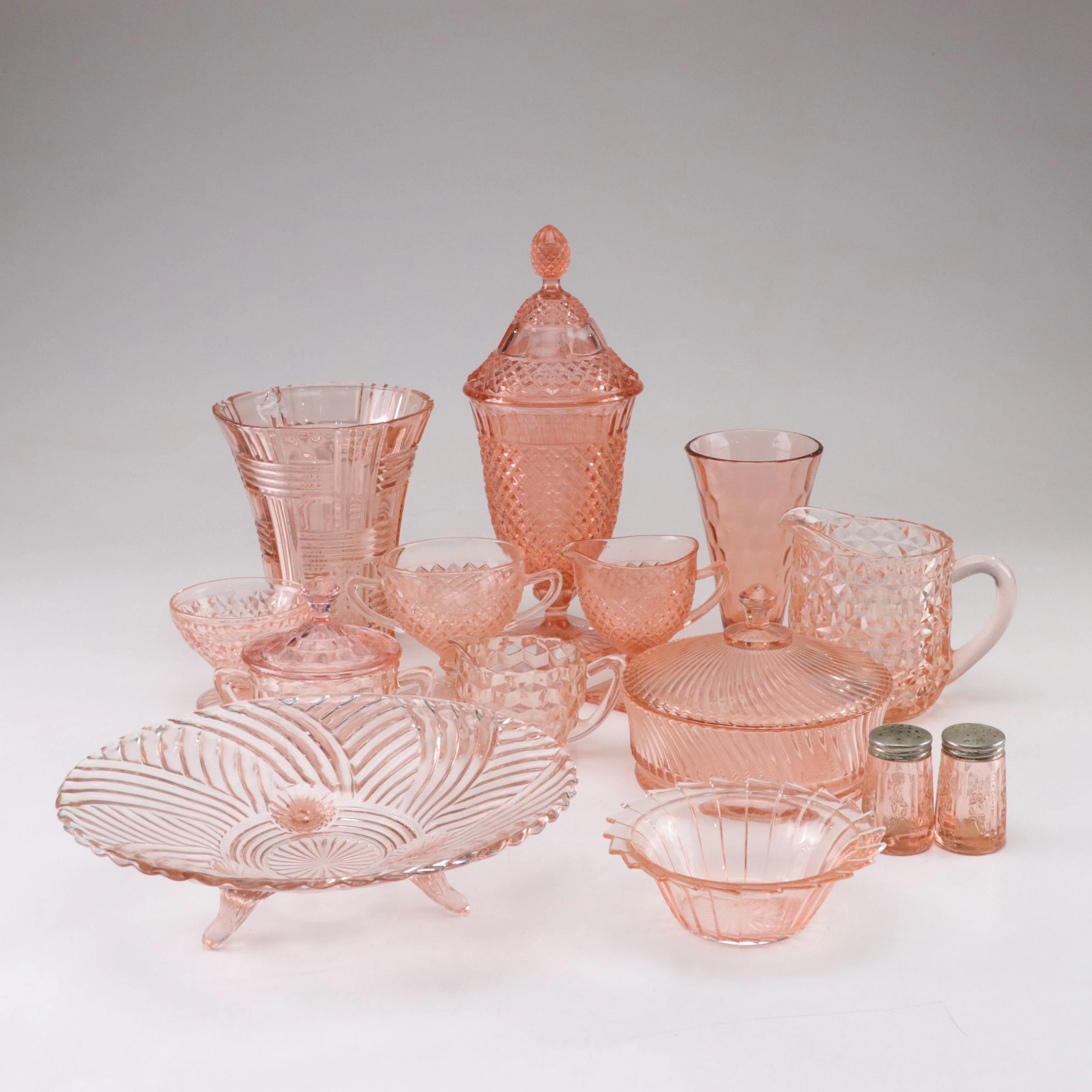 Anchor Hocking with Jeannette and Other Pink Glass Tableware and Accessories
