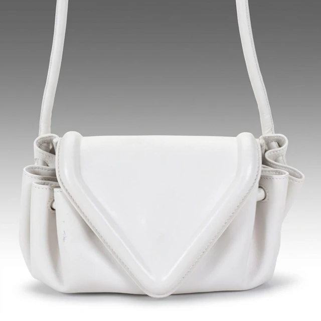 Bottega Veneta Padded Beak Flap Crossbody Bag in White Nappa Leather