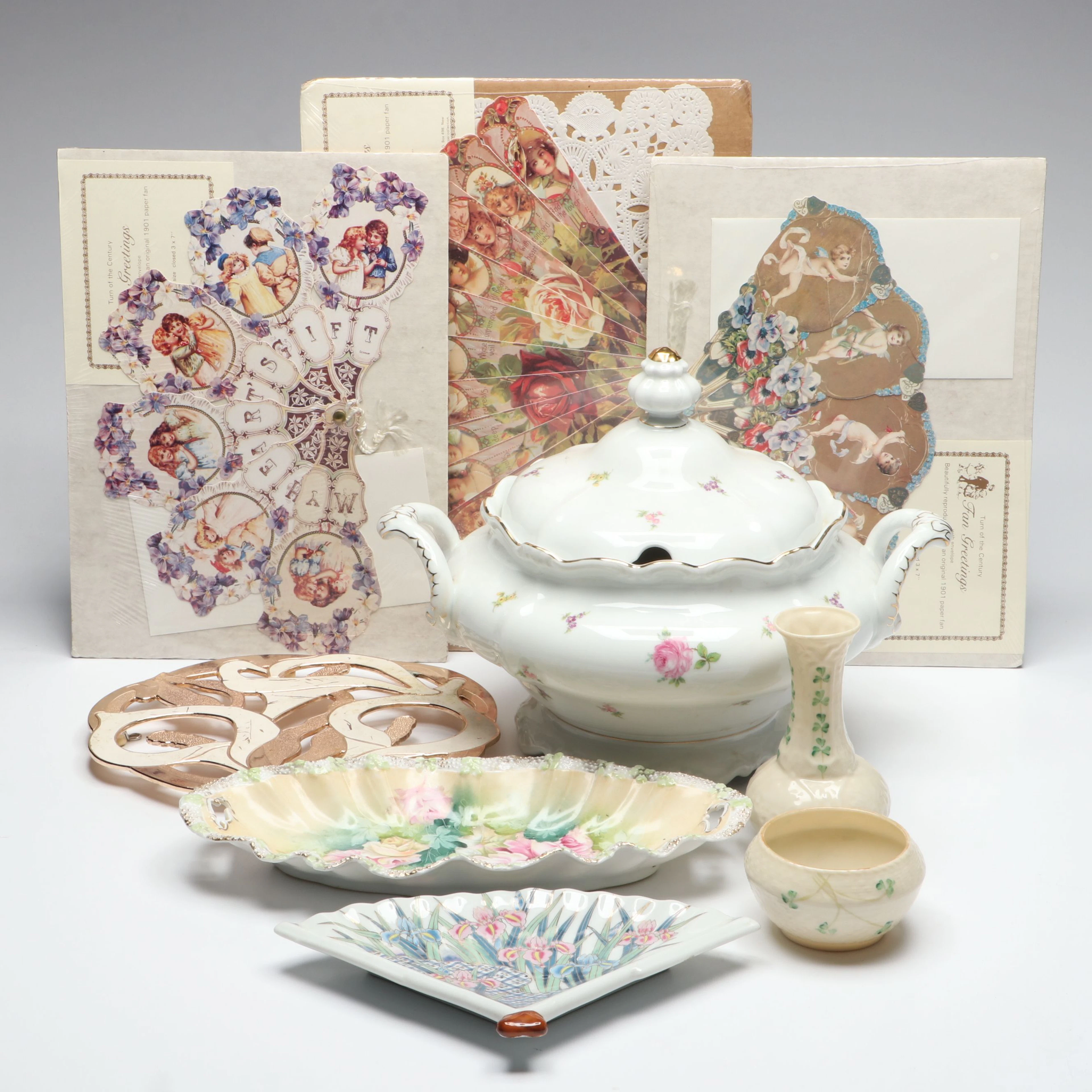 Johann Haviland Porcelain Tureen with "Ayame" Fan Dish and More Tableware