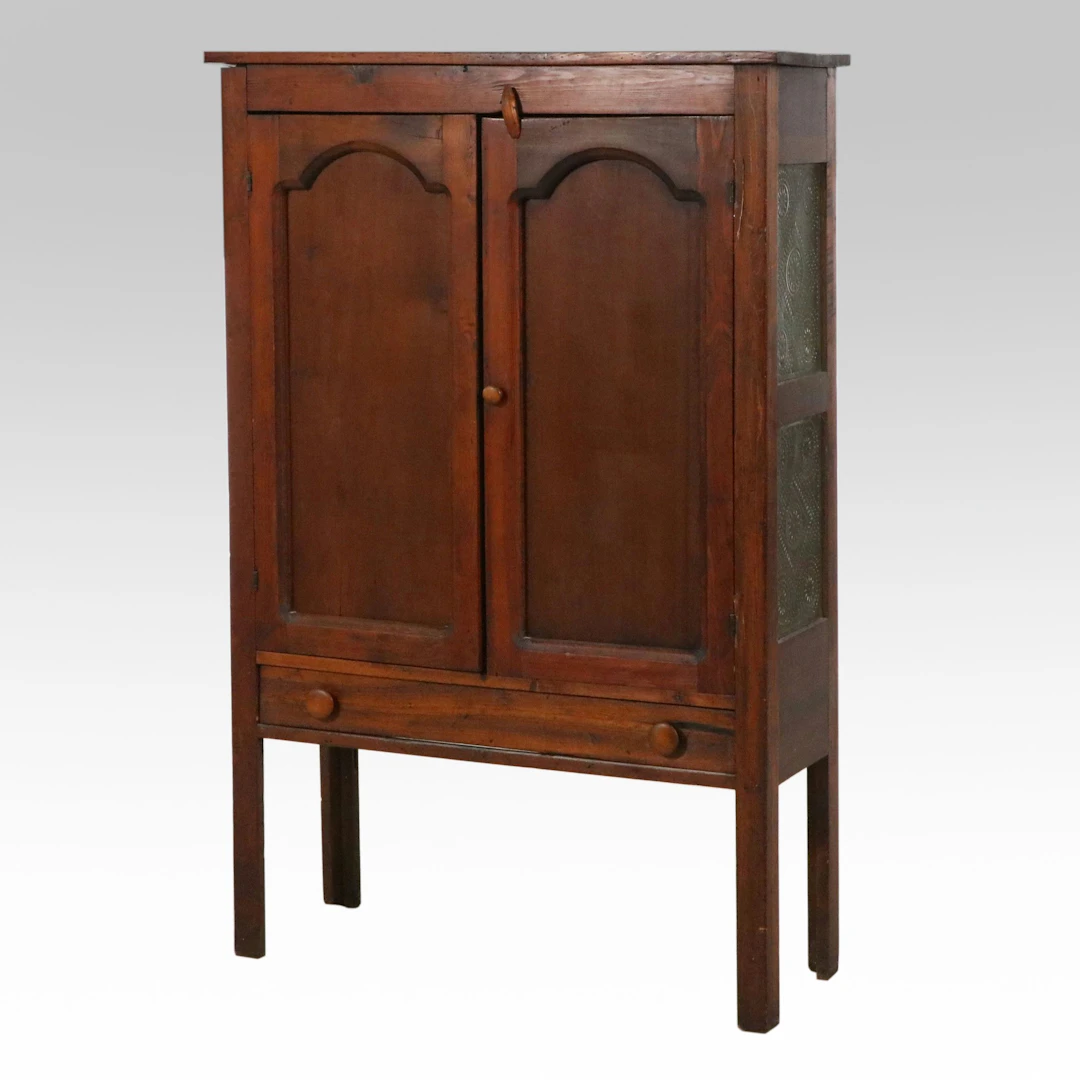 Antique Pine and Punched Tin Pie Safe, Mid to Late 19th Century