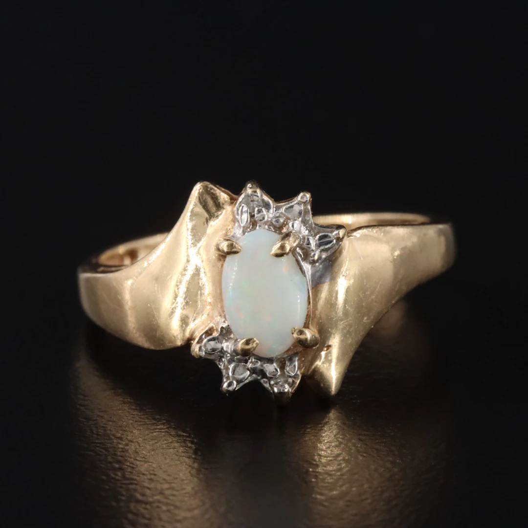 10K Opal and Diamond Ring