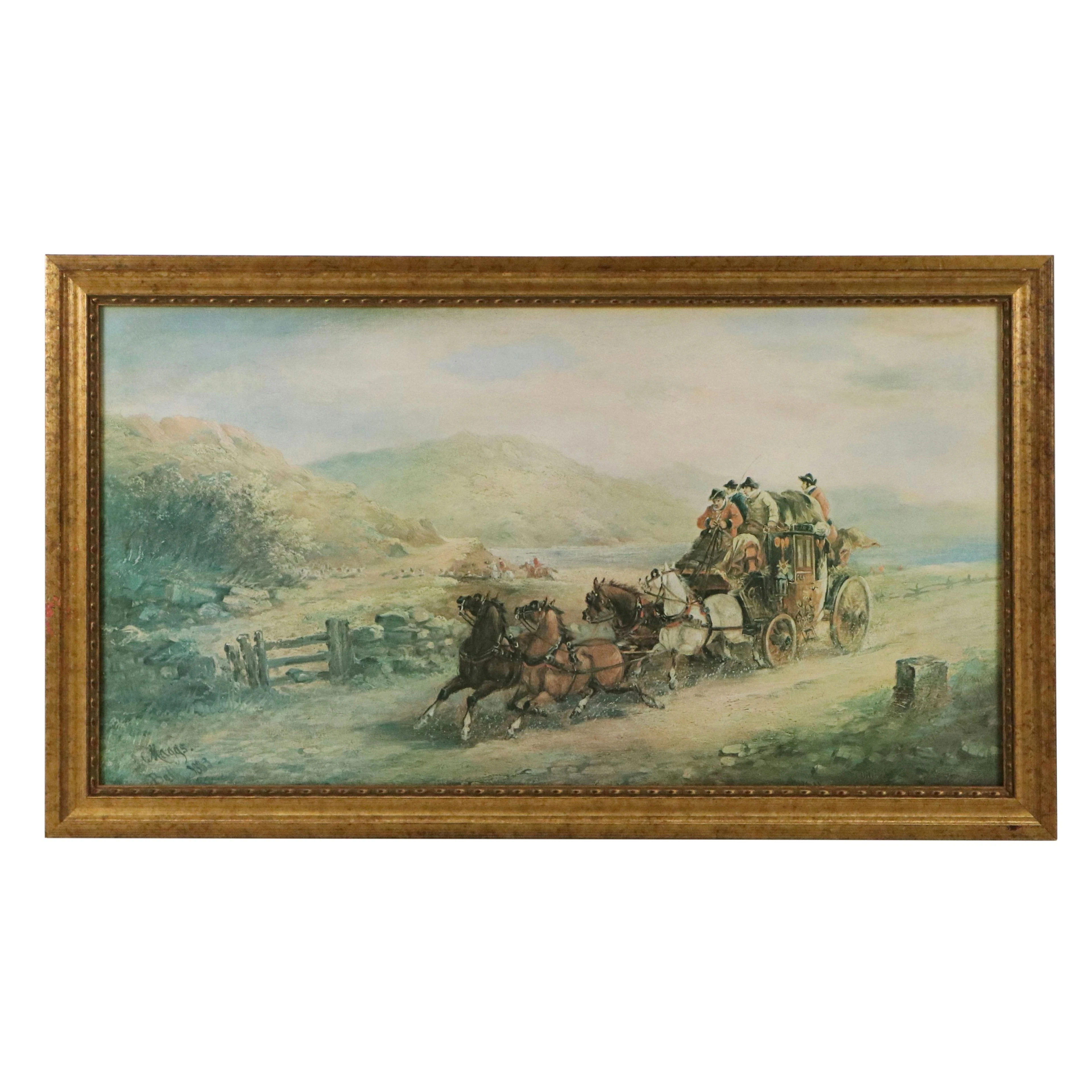 Offset Lithograph After J.C. Maggs "Watching the Hunt," 20th Century