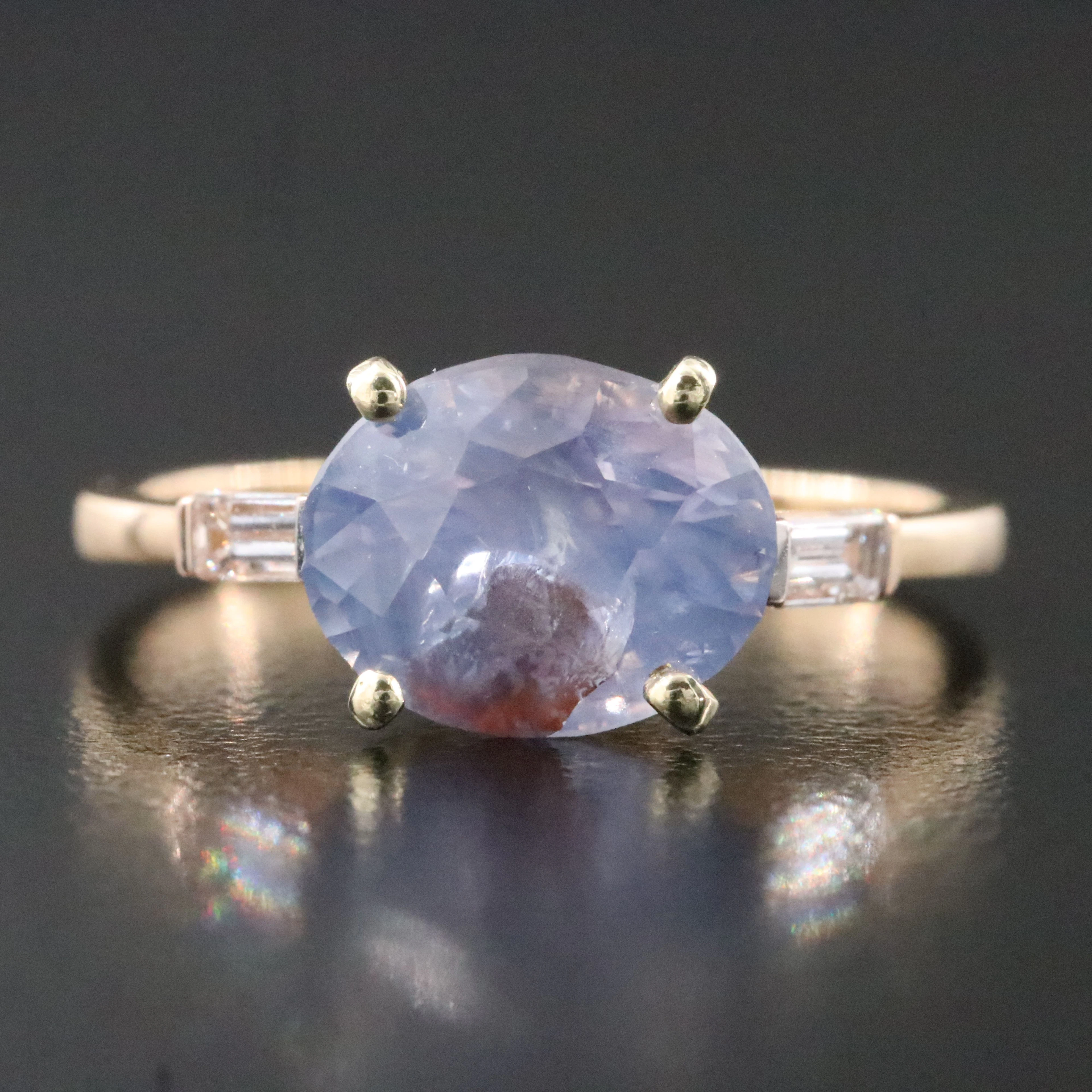 18K 3.31 CT Unheated Color Change Sapphire and Diamond Ring with GIA Report