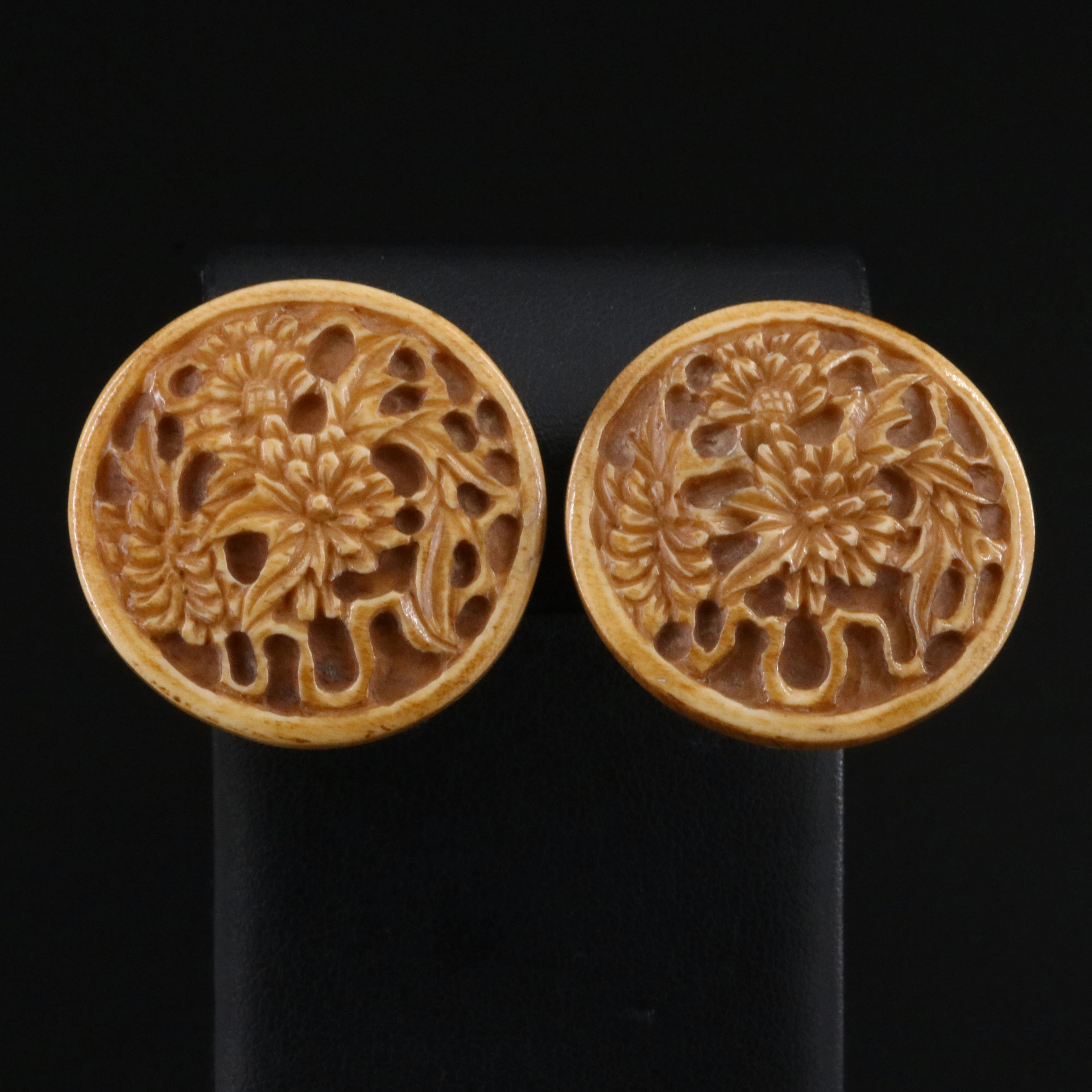 Stephen Dweck Chrysanthemum Carved Bone Earrings