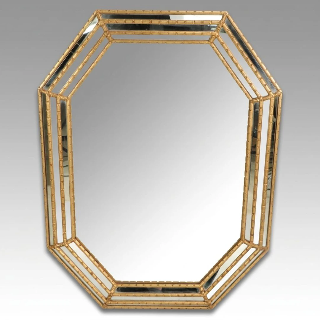 La Barge Mid Century Modern Faux Bamboo Wall Mirror