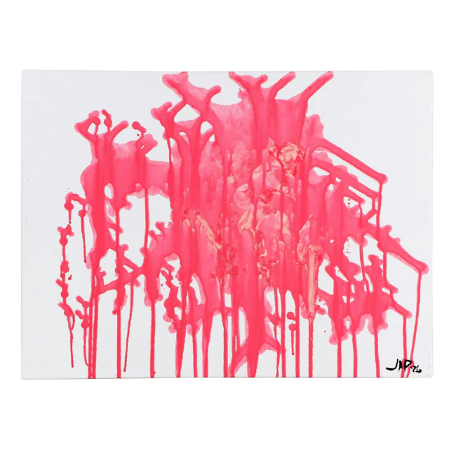 J. Popolin Abstract Acrylic Painting "Magenta Dance"