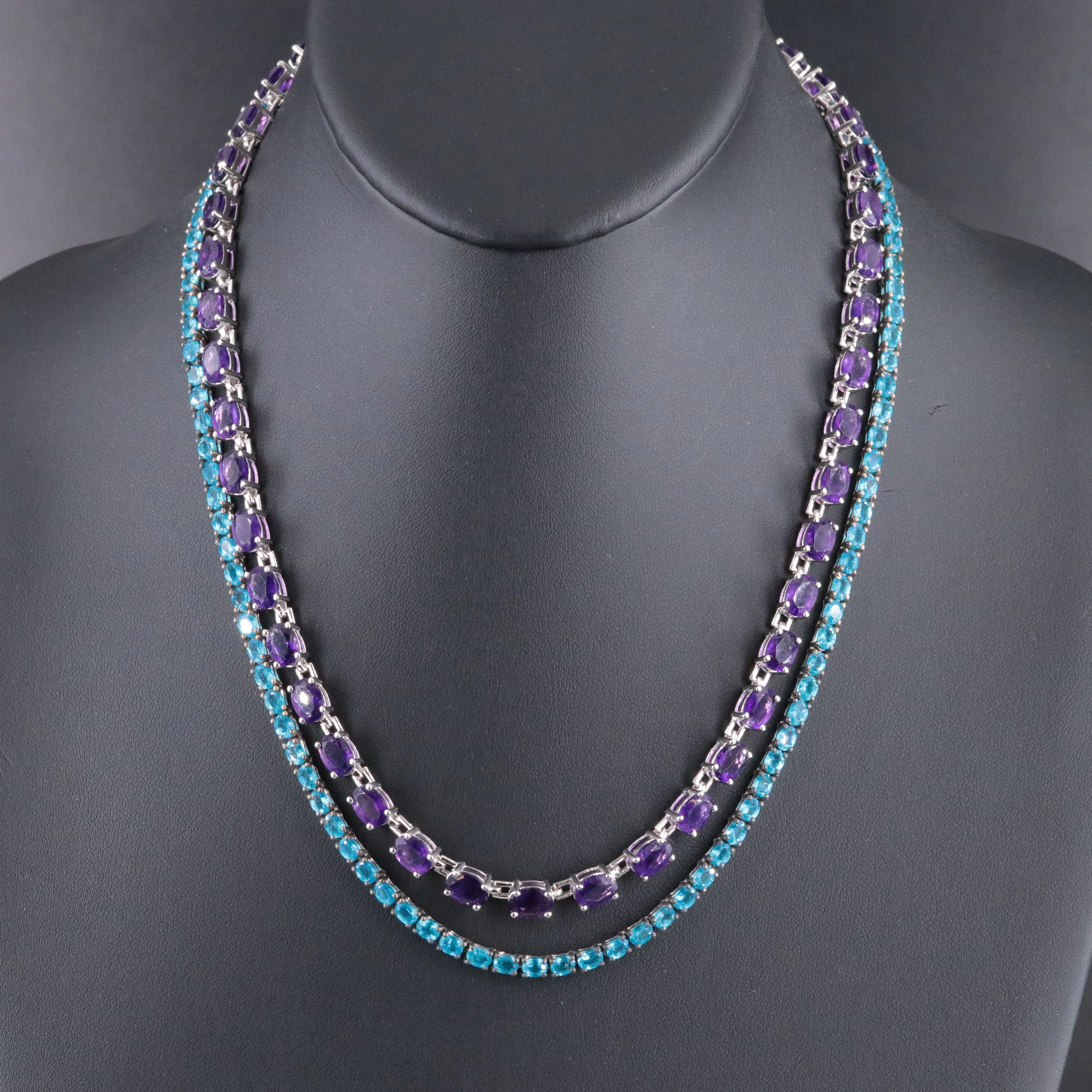 Sterling Apatite and Amethyst Necklaces