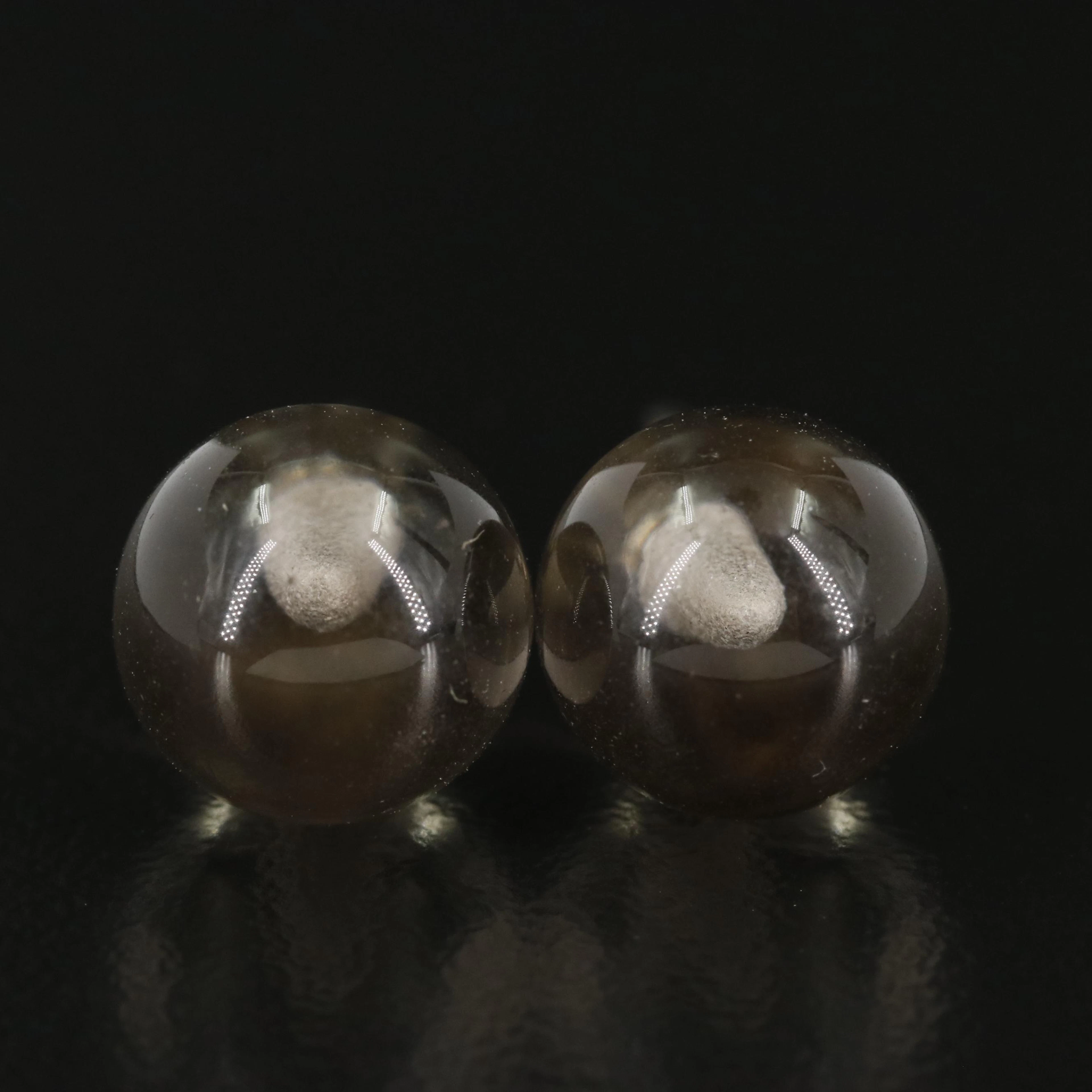 Sterling Round Smoky Quartz Stud Earrings