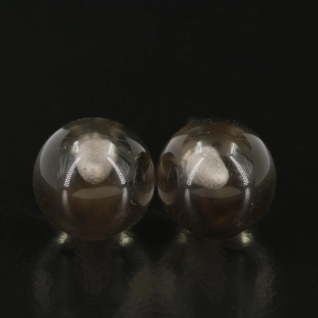 Sterling Round Smoky Quartz Stud Earrings