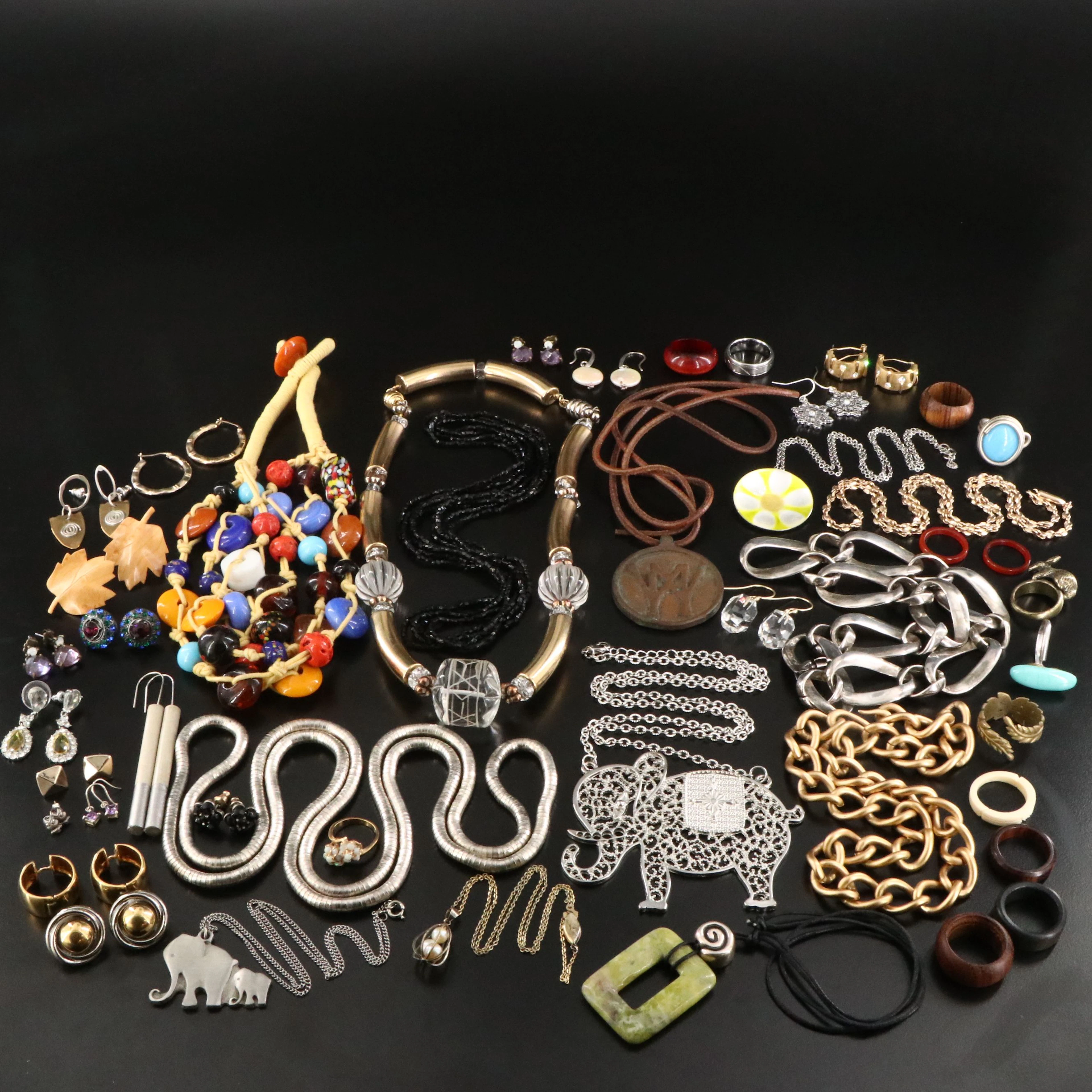 Jewelry Collection Featuring Sterling, Wood, Quartz and Krementz