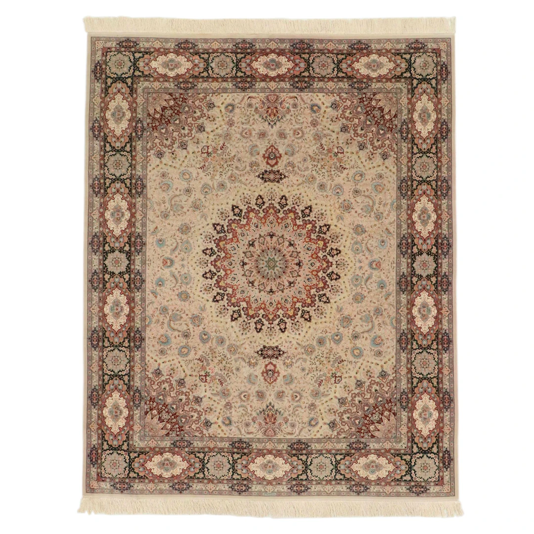 7'10 x 10'5 Hand-Knotted Sino-Persian Tabriz Silk Accented Area Rug