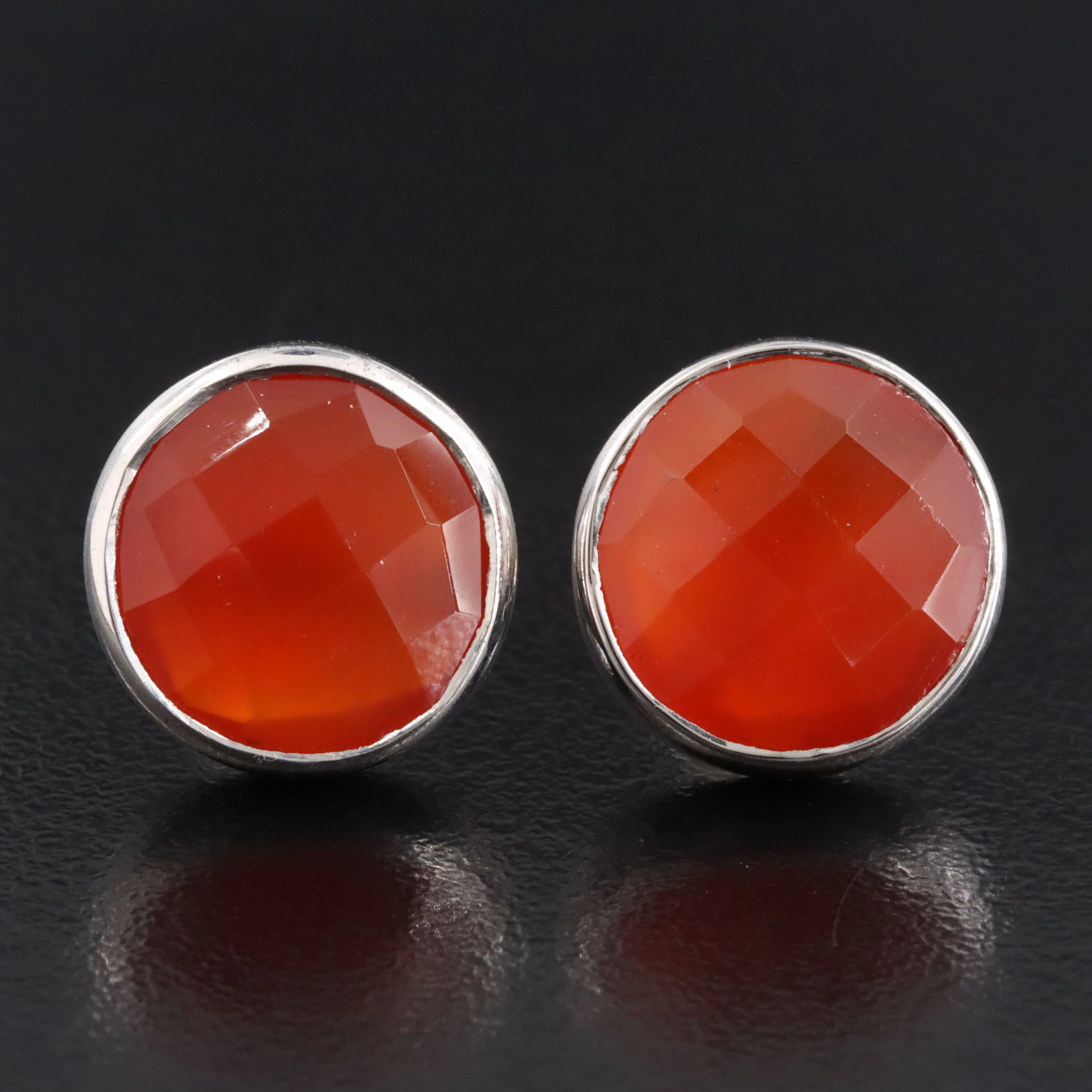 Sterling Carnelian Stud Earrings