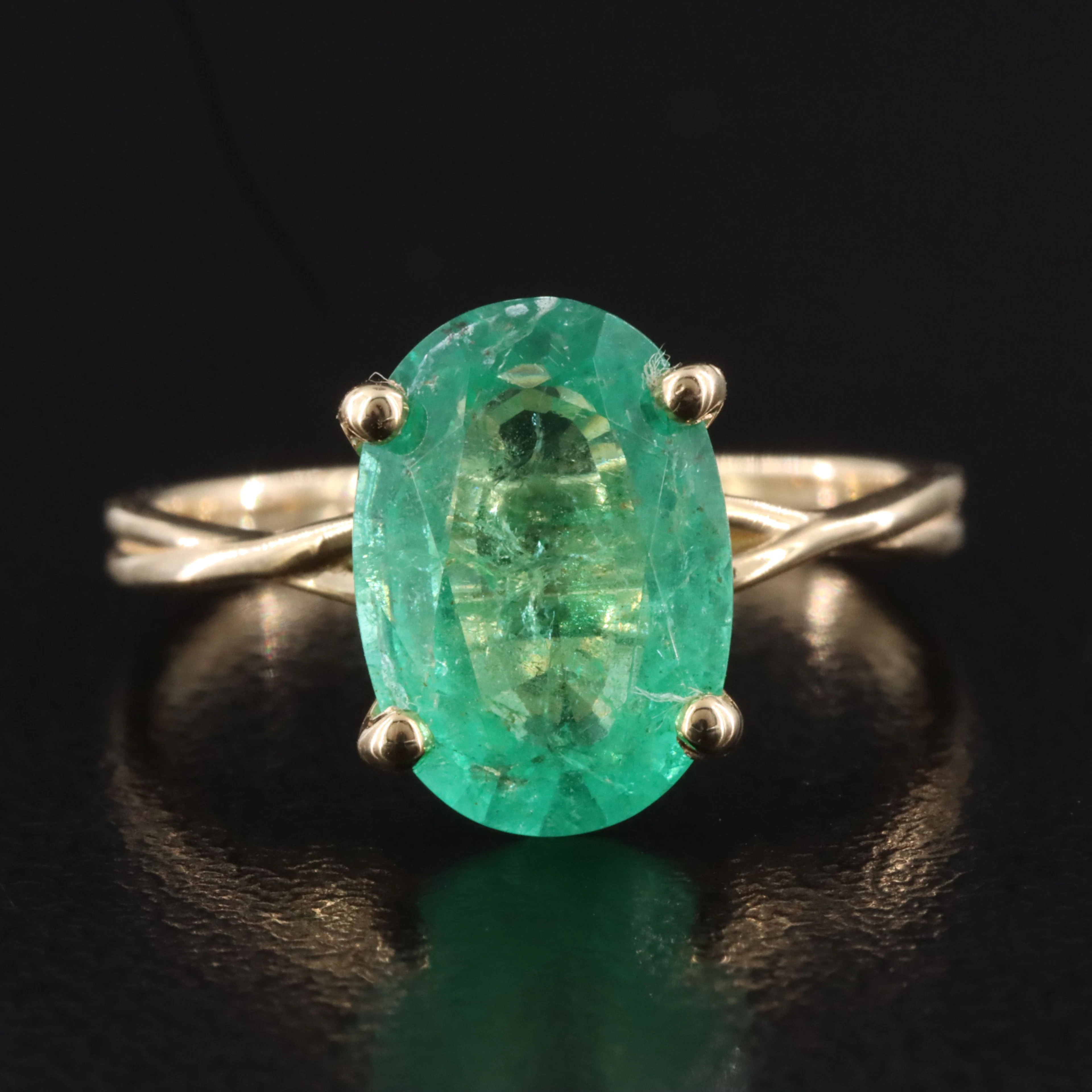 14K 2.81 CT Zambian Emerald Solitaire Ring with IGI Report