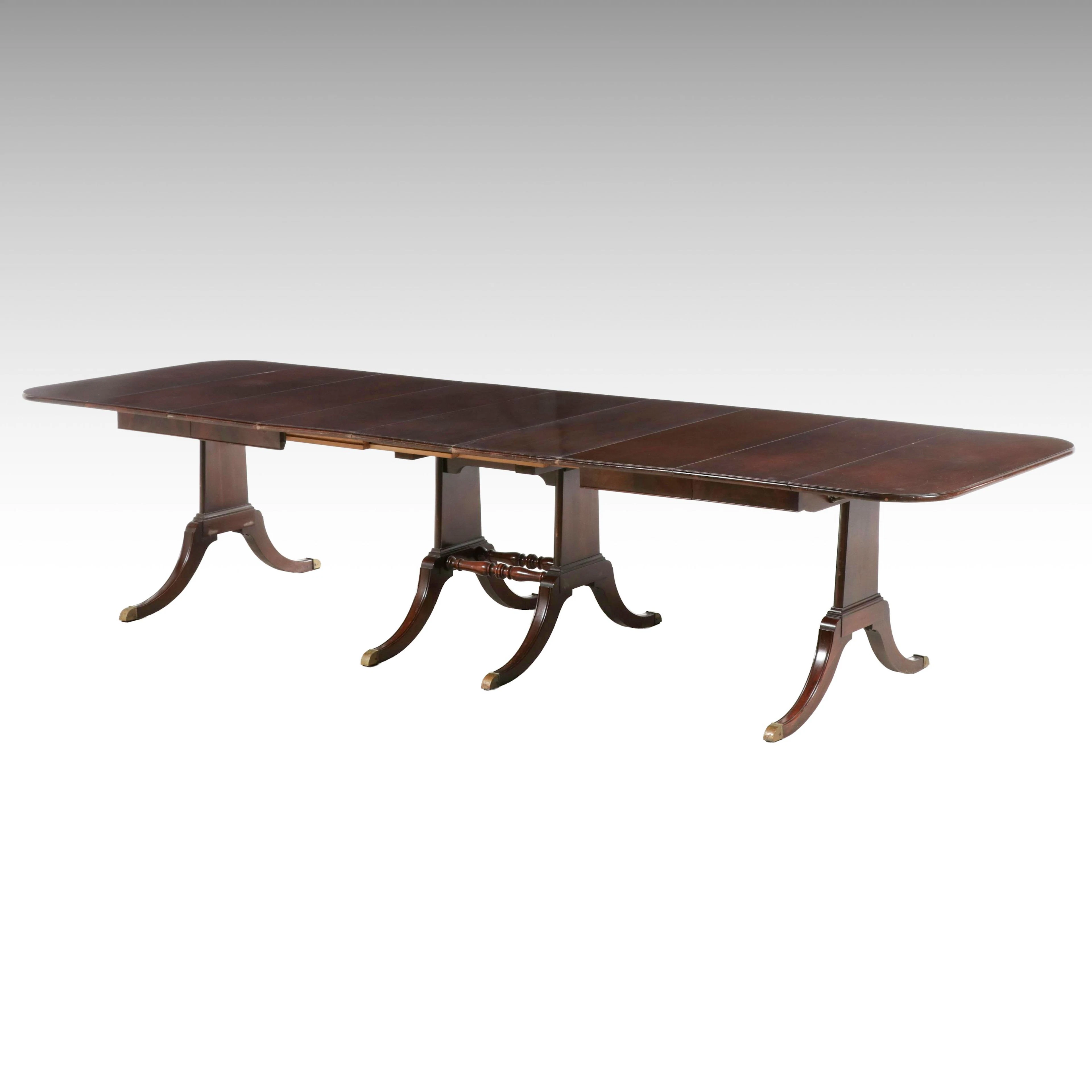 Brandt Furniture Federal Style Mahogany Banquet Dining Table with Leaves, 1937