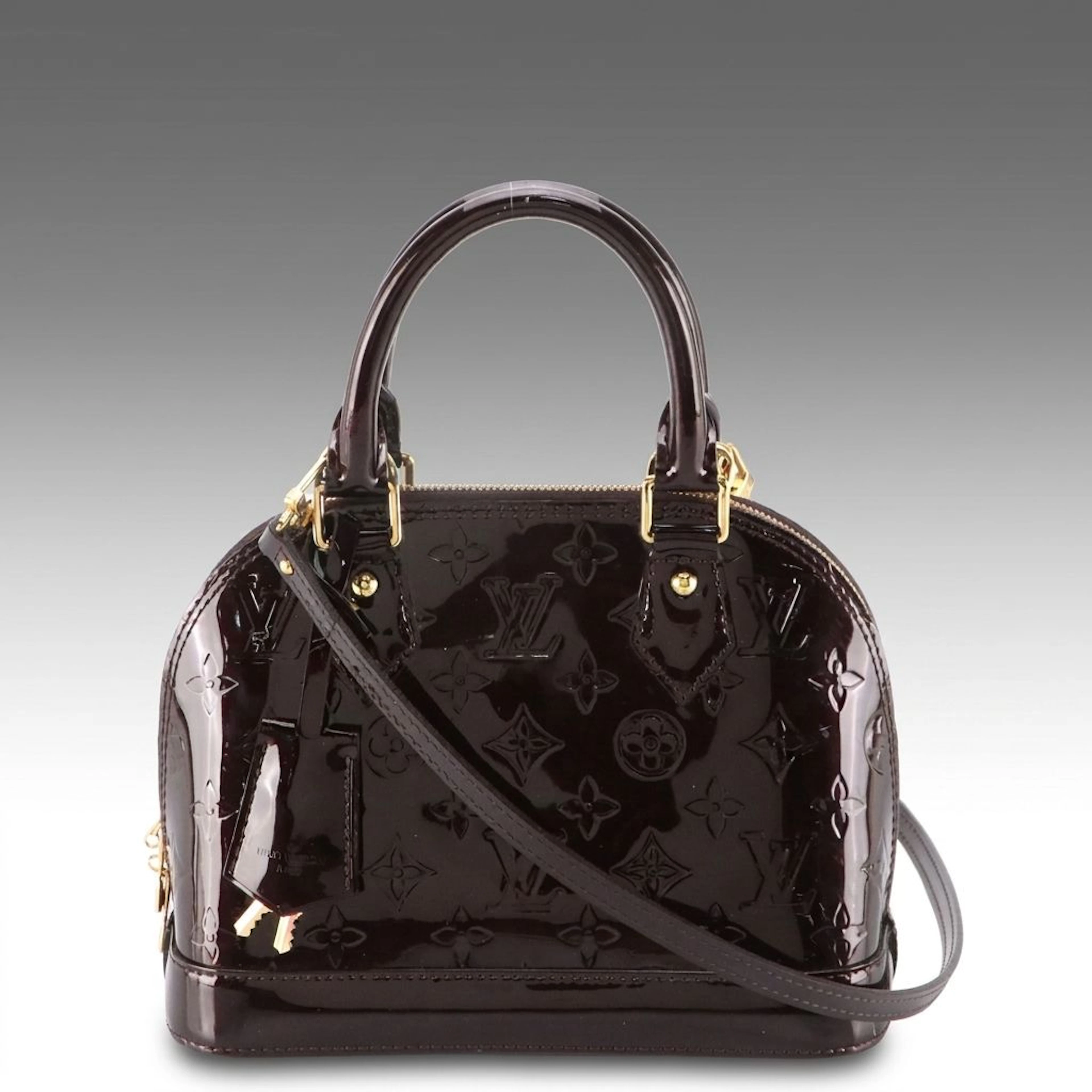 Louis Vuitton Alma BB Two-Way Bag in Amarante Monogram Vernis Leather