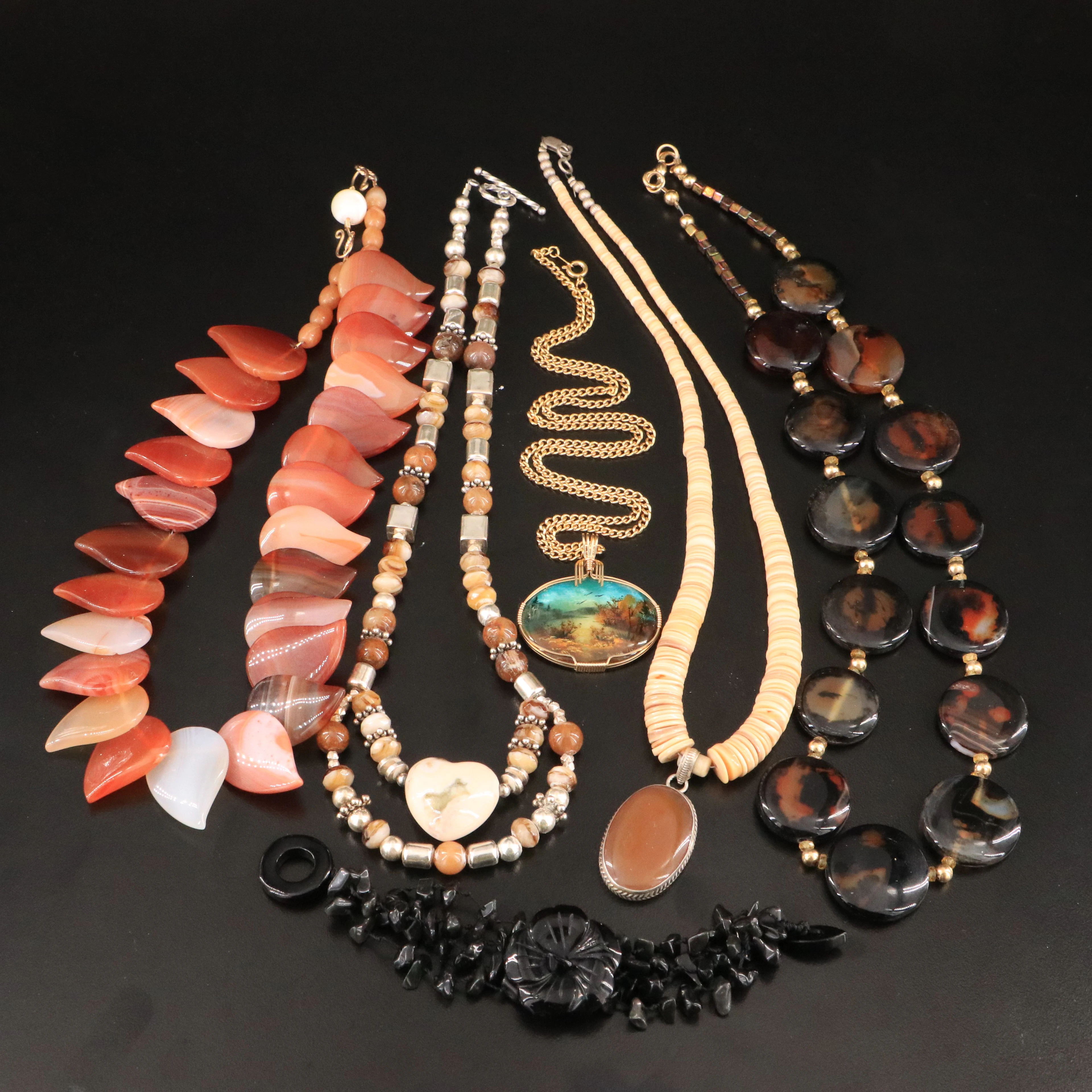 Carnelian, Agate and Sterling Featured in Necklaces and Bracelet