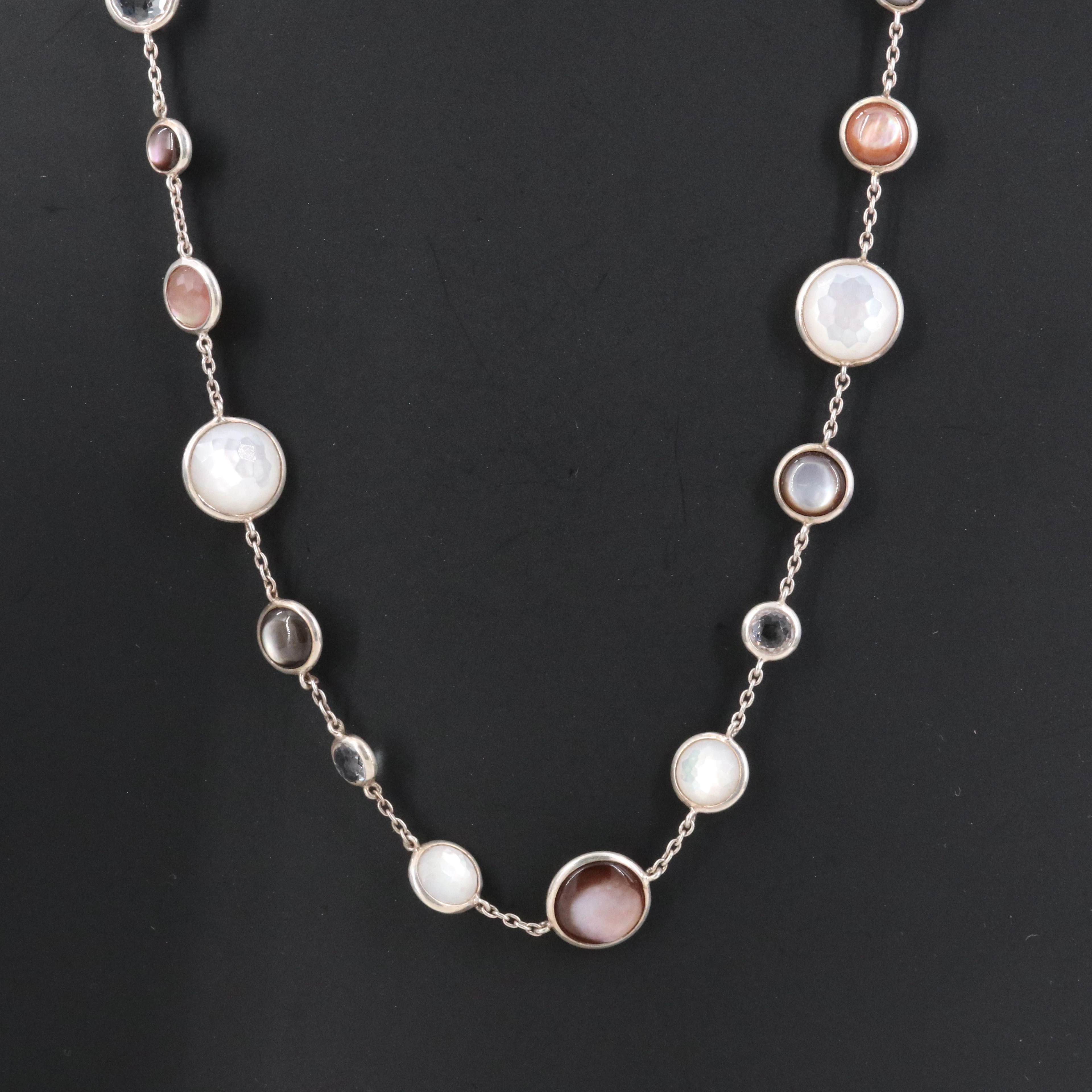 Ippolita Lollitini Sterling Quartz and Mother-of-Pearl Bezel Station Necklace